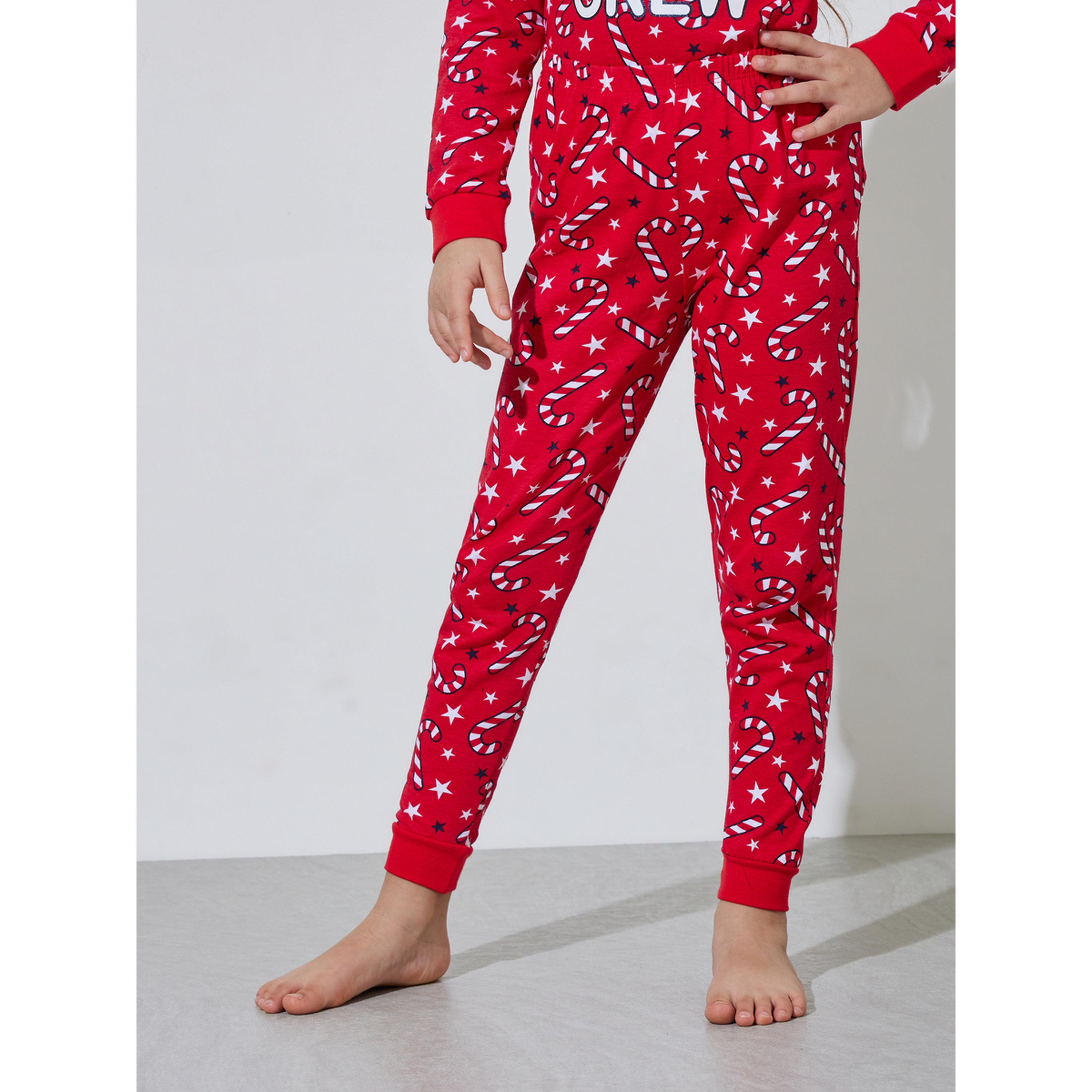 طقم بيجاما من بنطال بمطاط سفلي وسويت شيرت بطبعة كاملة للبنات-girls-clothing-nightwear-image-5