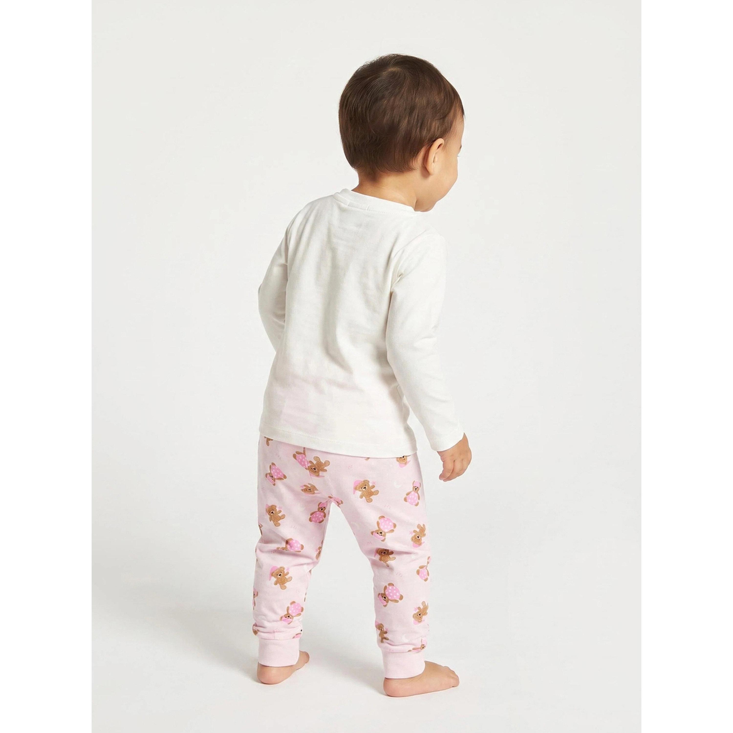 Styli Multi-Color Teddy Bear Print Long Sleeves T-Shirt and Cuffed Hem Pants Pyjama Set-girls-clothing-nightwear-image-3