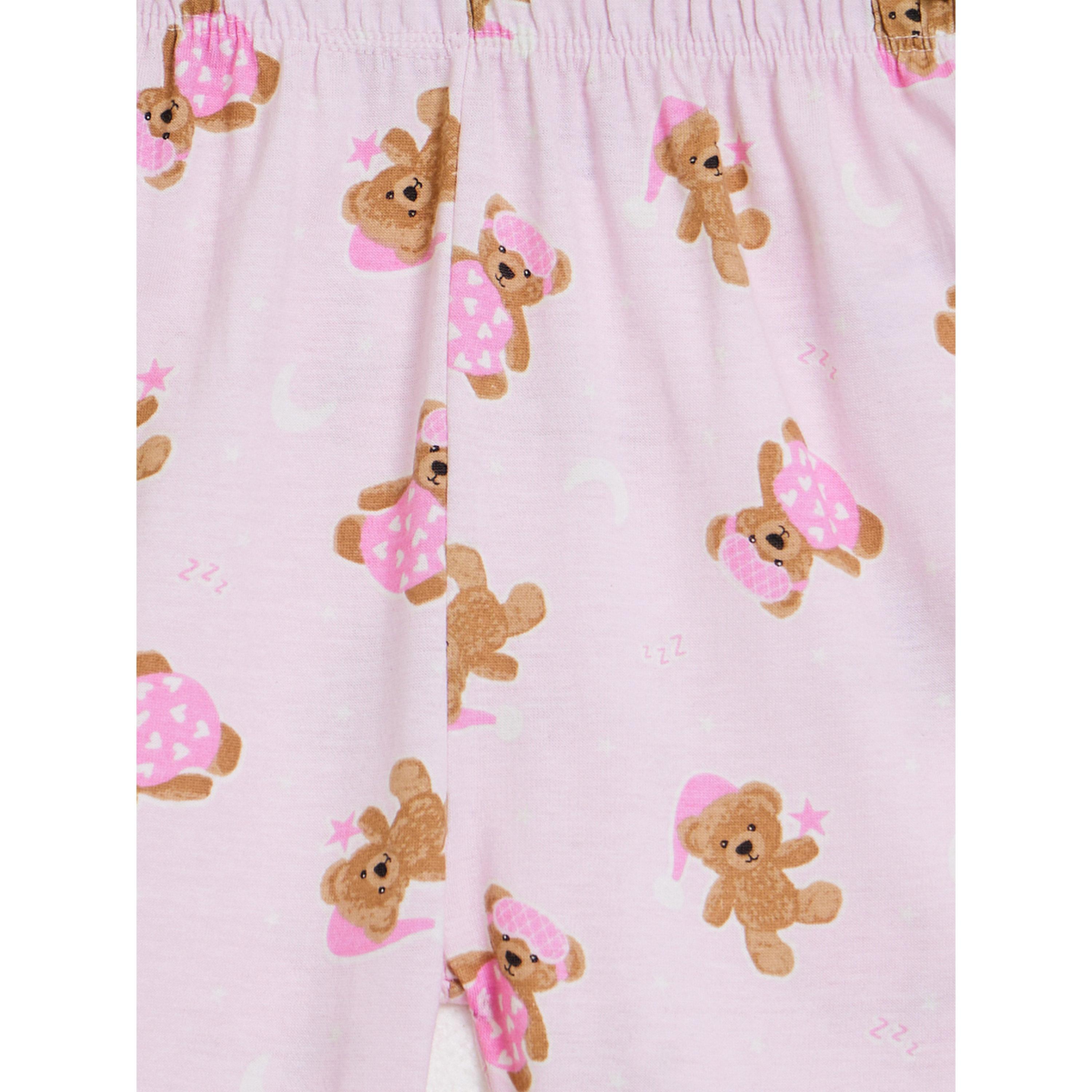 Styli Multi-Color Teddy Bear Print Long Sleeves T-Shirt and Cuffed Hem Pants Pyjama Set-girls-clothing-nightwear-image-5