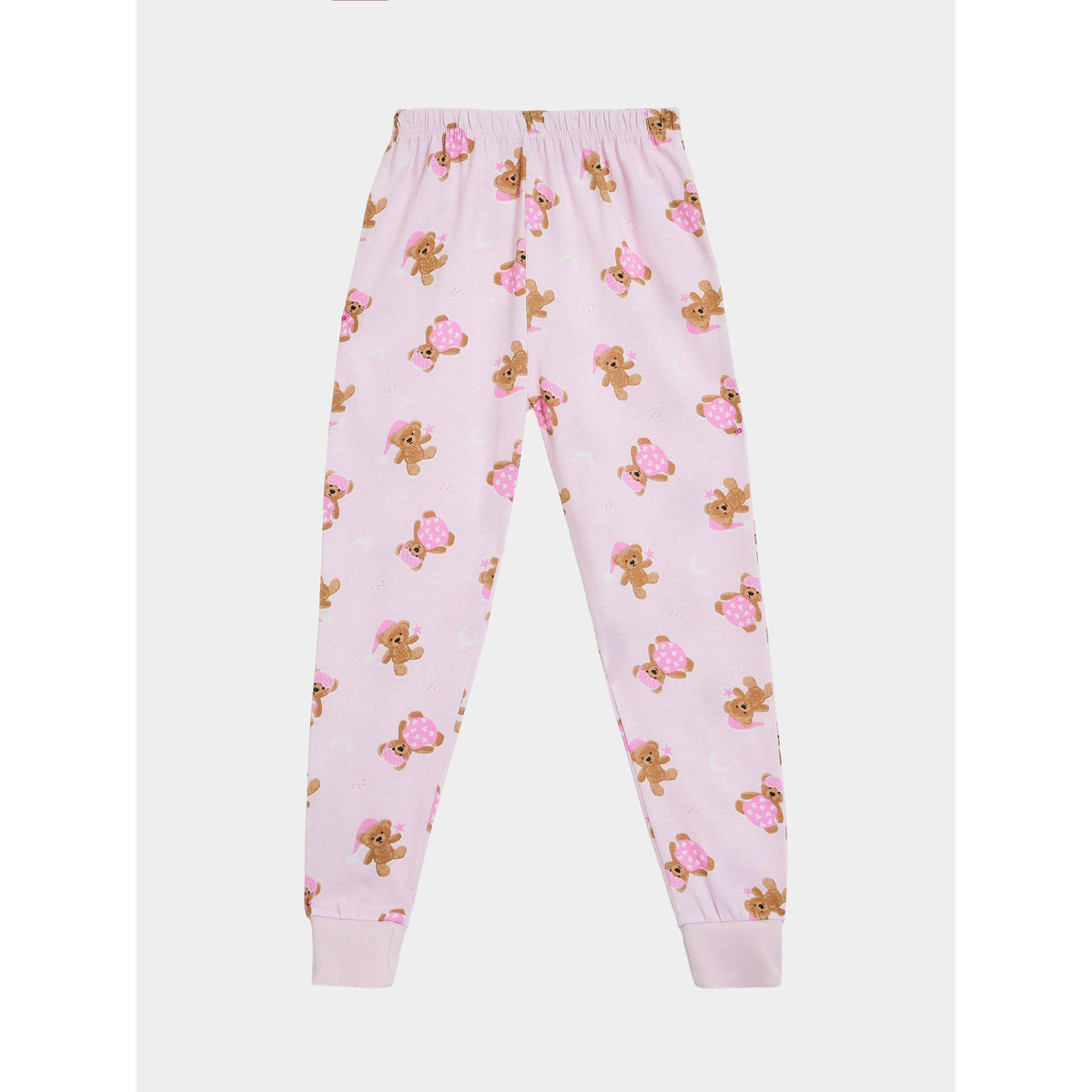 Styli Multi-Color Teddy Bear Print Long Sleeves T-Shirt and Cuffed Hem Pants Pyjama Set-girls-clothing-nightwear-image-6