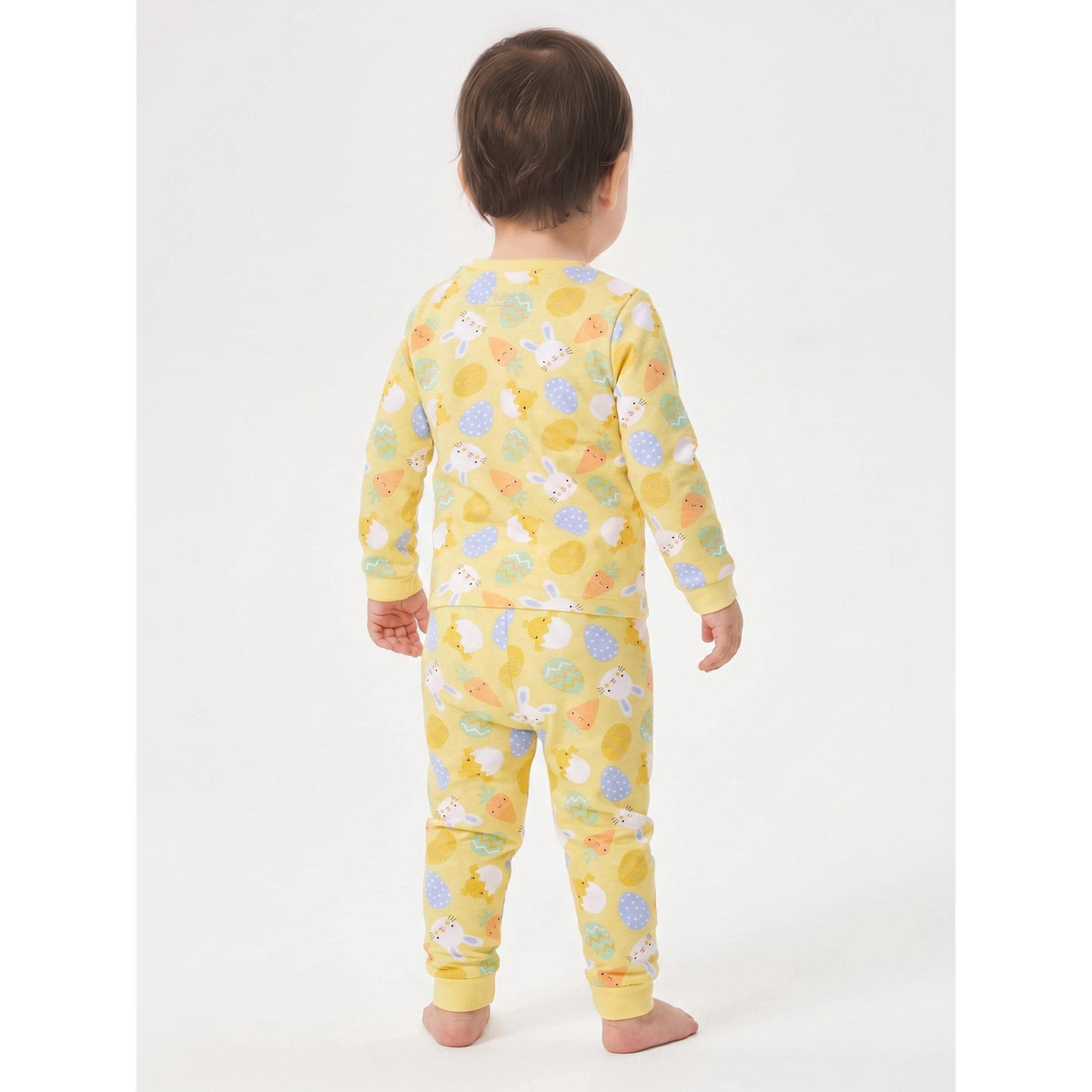 Styli Baby Girl Yellow All Over Print Long Sleeves T-Shirt and Cuffed Hem Pants Pyjama Set-girls-clothing-nightwear-image-3