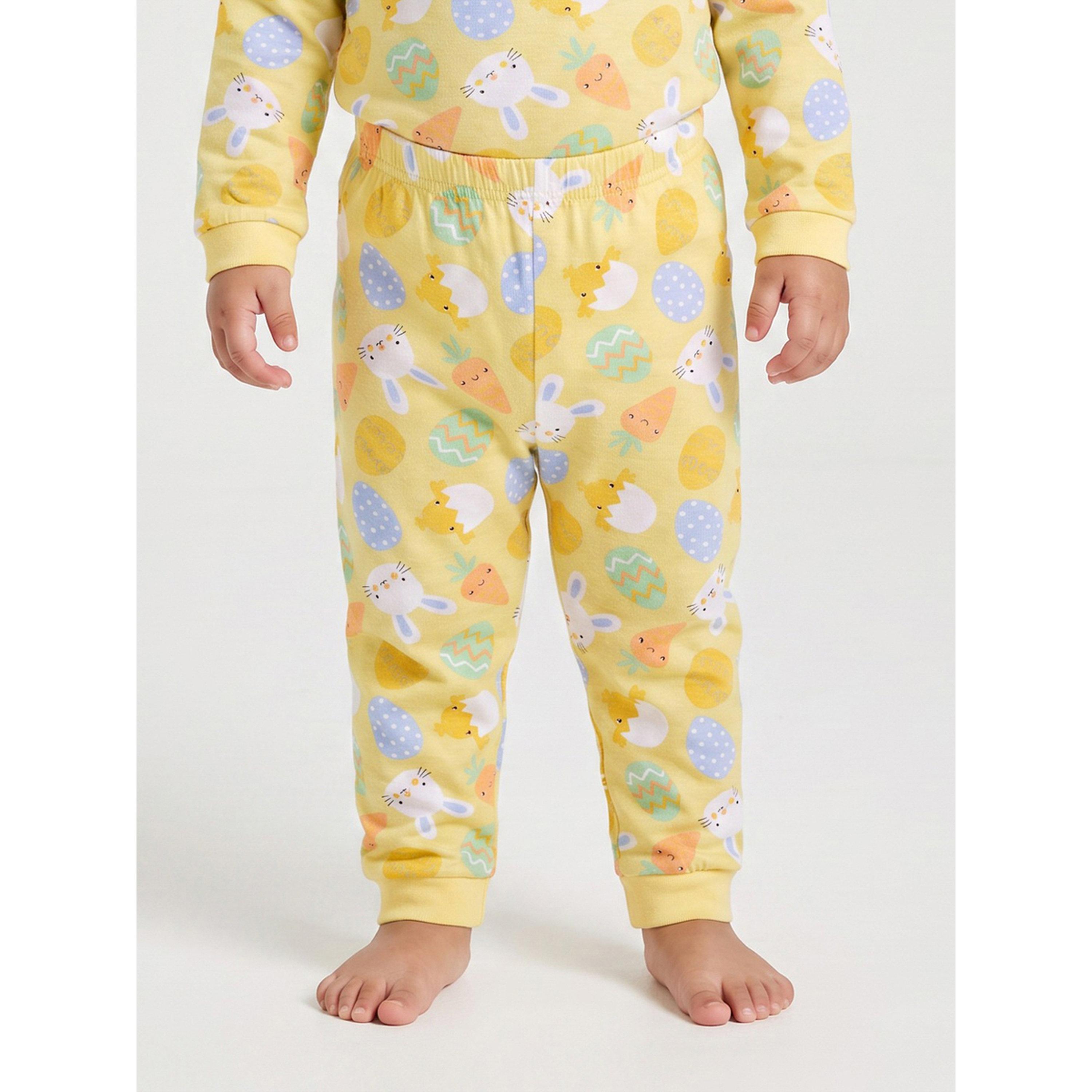 Styli Baby Girl Yellow All Over Print Long Sleeves T-Shirt and Cuffed Hem Pants Pyjama Set-girls-clothing-nightwear-image-4
