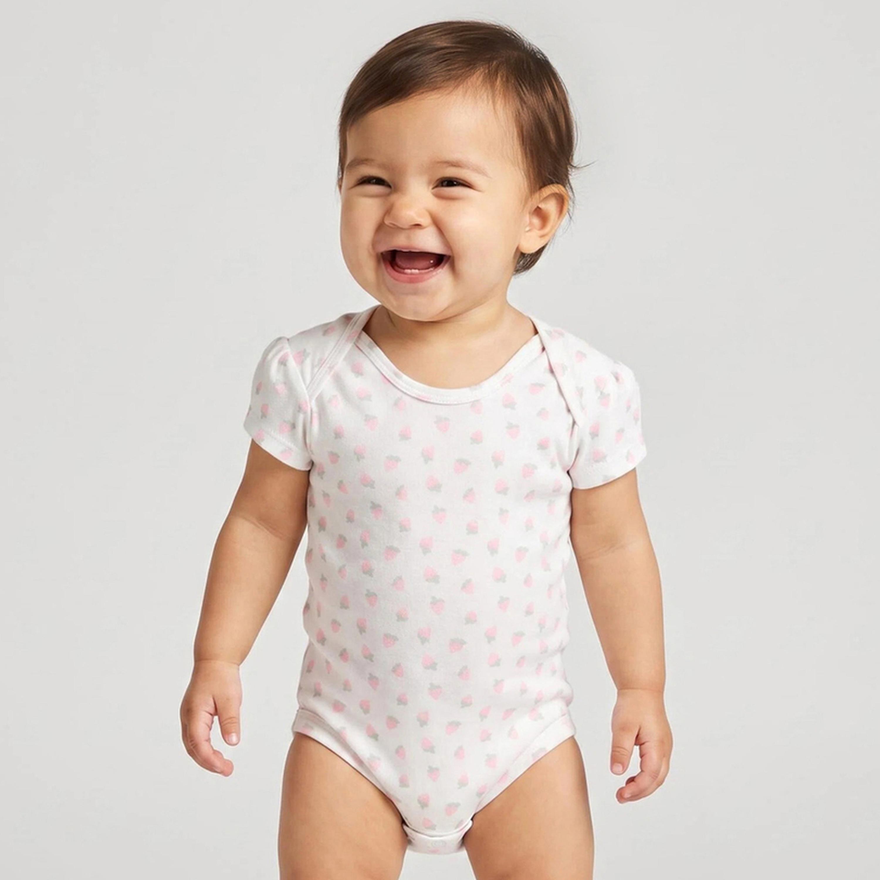Styli Baby Girls Off White All Over Print Short Sleeves Romper-girls-clothing-rompers-image-1