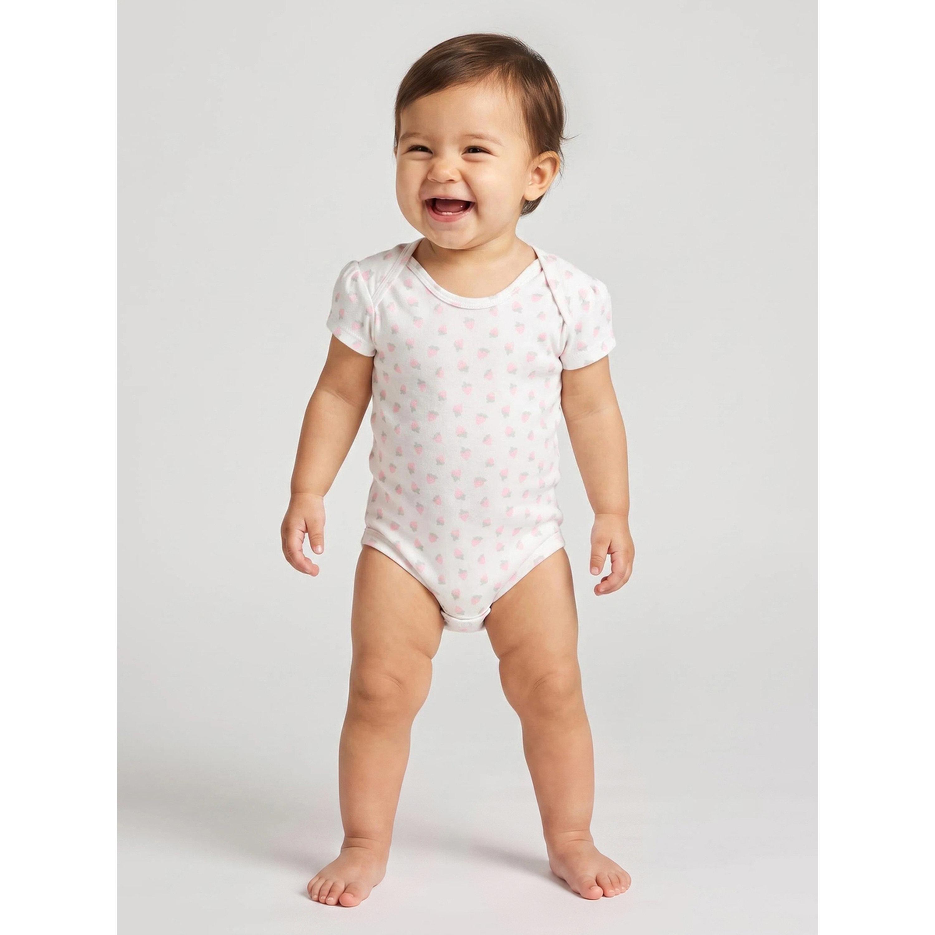 Styli Baby Girls Off White All Over Print Short Sleeves Romper-girls-clothing-rompers-image-2