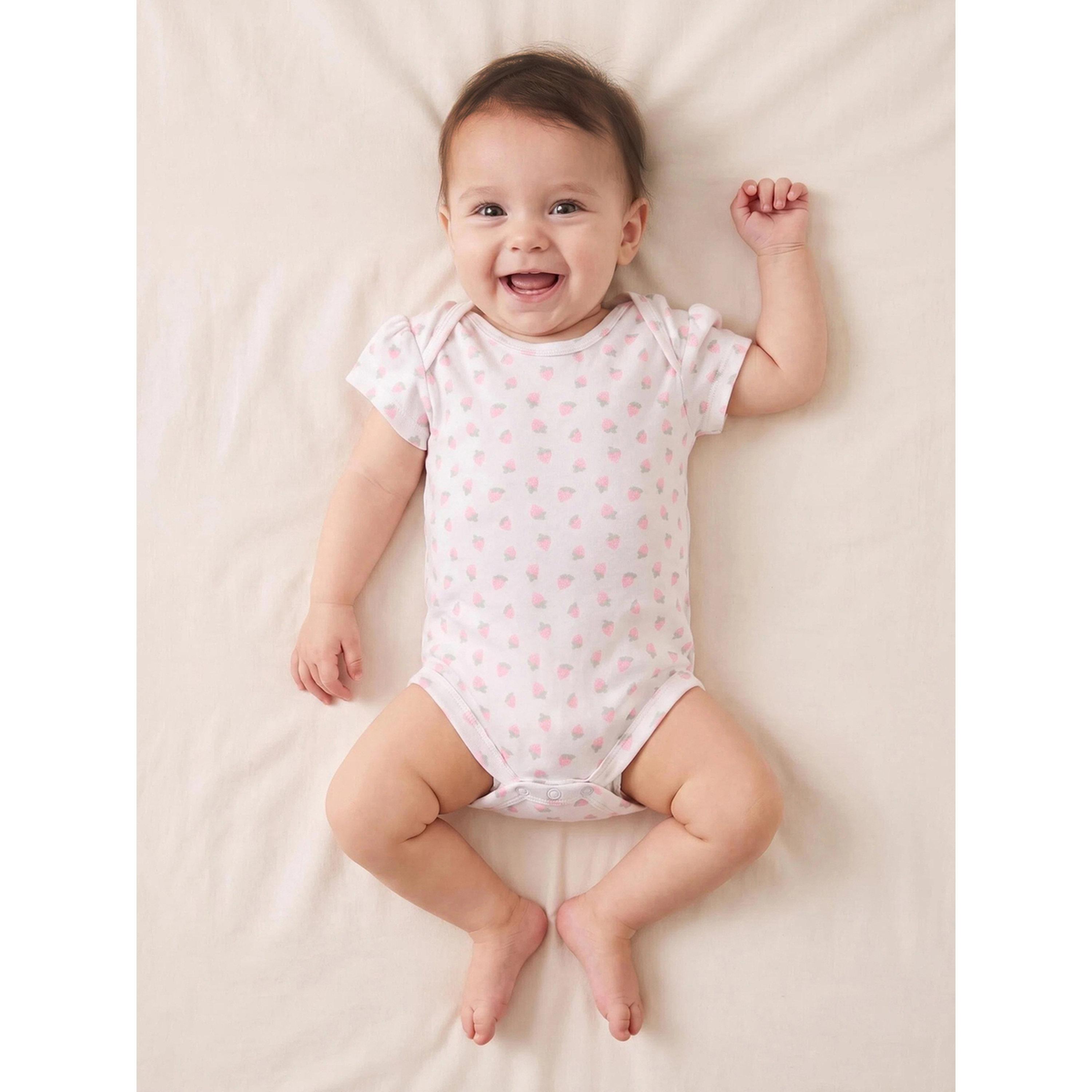 Styli Baby Girls Off White All Over Print Short Sleeves Romper-girls-clothing-rompers-image-3