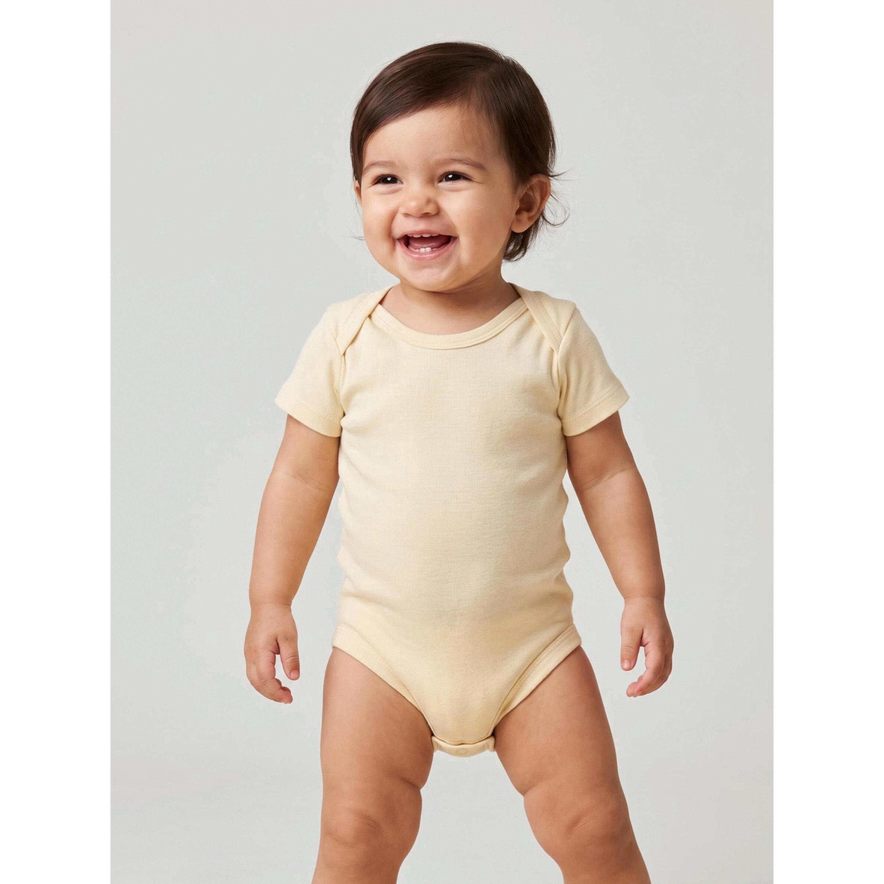 Styli Baby boy Yellow Solid Short Sleeves Romper-boys-clothing-rompersanddungarees-image-1