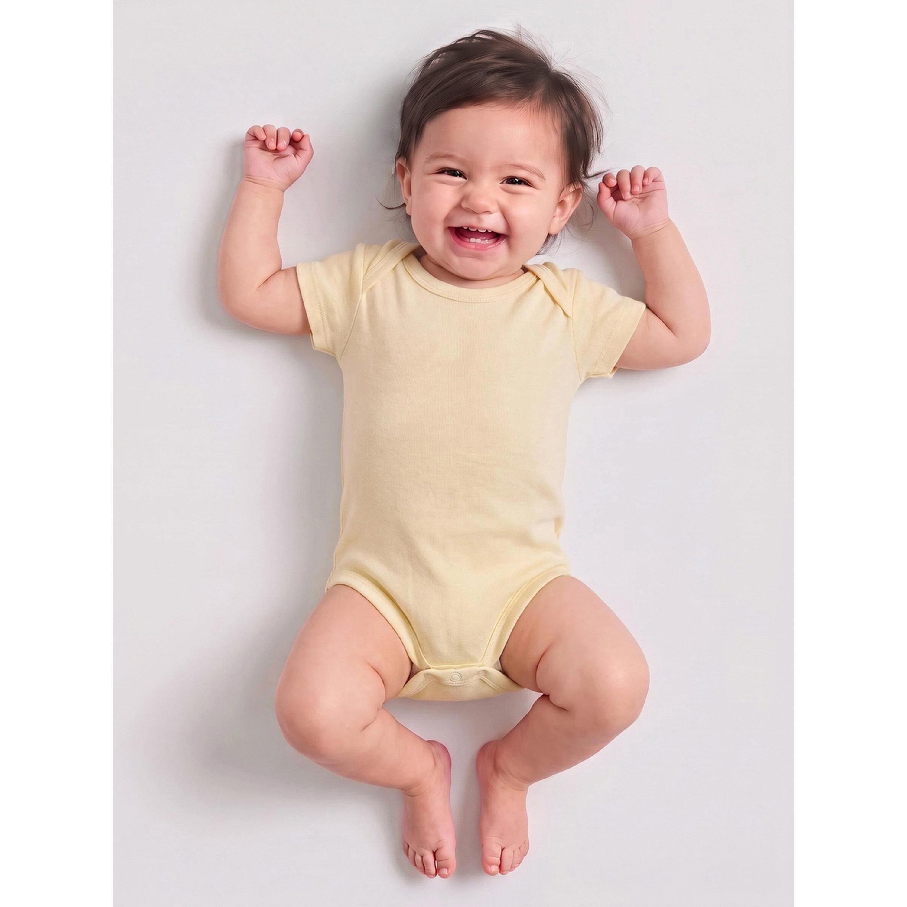 Styli Baby boy Yellow Solid Short Sleeves Romper-boys-clothing-rompersanddungarees-image-2