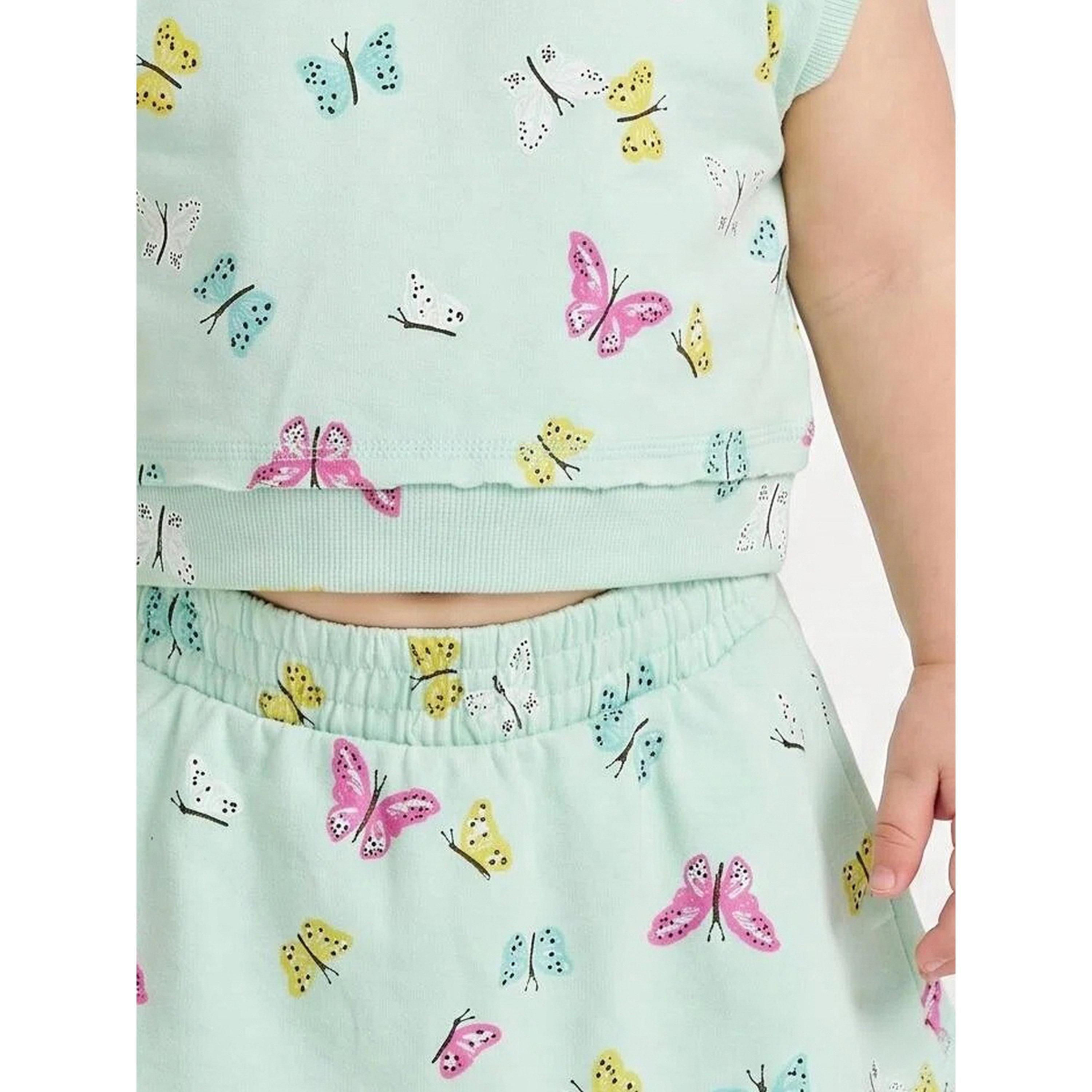 Styli Baby Girl mint Green All Over Butterfly Print Top and Skort Set-girls-clothing-setsandcoords-image-5