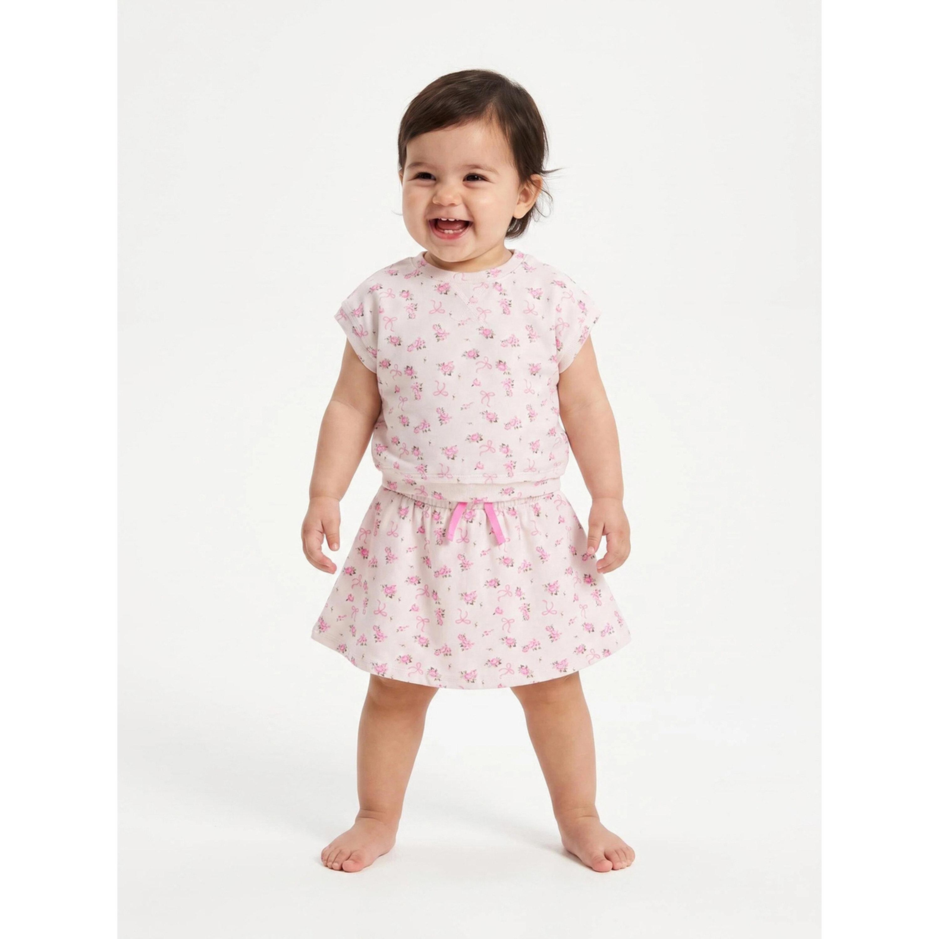 Styli Baby Girl Pink All Over Print Top and Skort Set-girls-clothing-setsandcoords-image-2