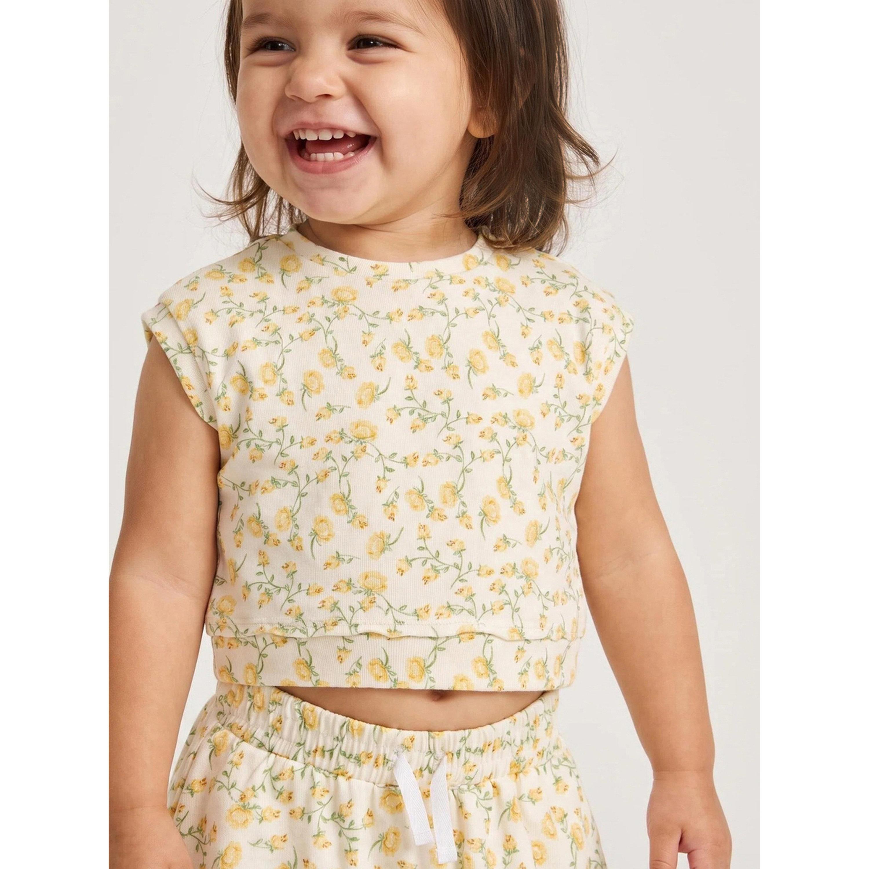 Styli Baby Girl Yellow All Over Floral Print Top and Skort Set-girls-clothing-setsandcoords-image-3