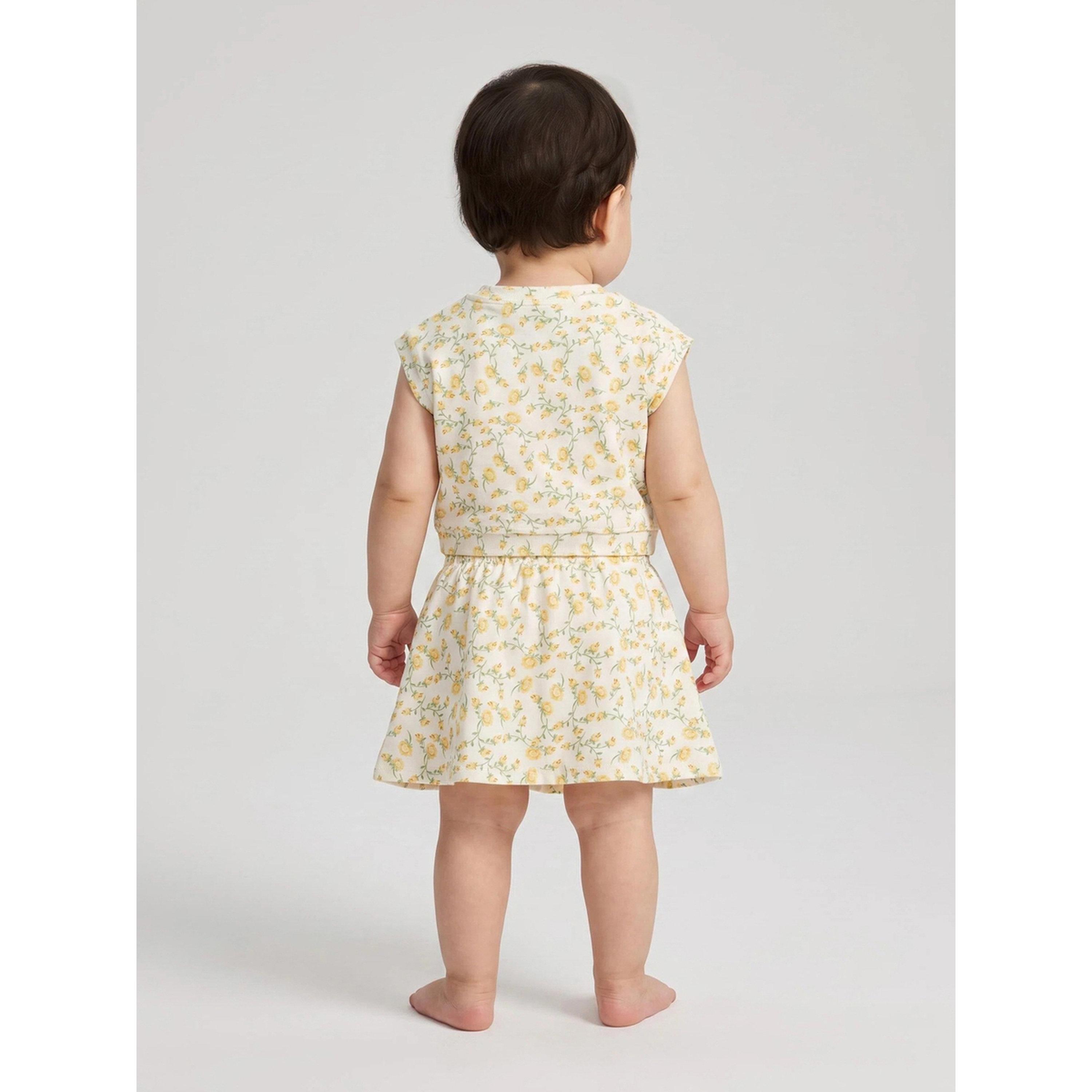 Styli Baby Girl Yellow All Over Floral Print Top and Skort Set-girls-clothing-setsandcoords-image-4