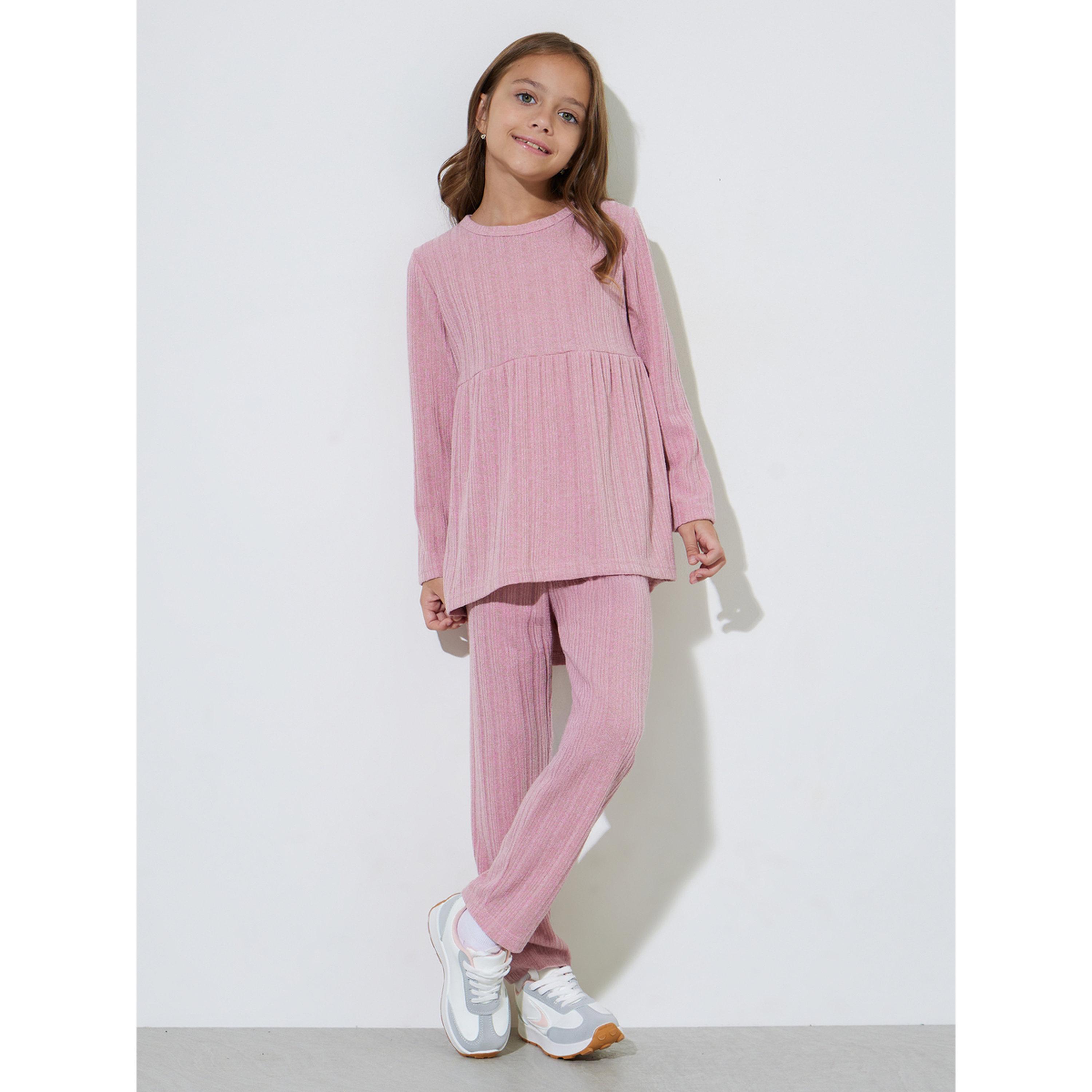 مجموعة من بنطال بأرجل واسعة وبلوزة بأكمام طويلة للبنات-girls-clothing-setsandcoords-image-1