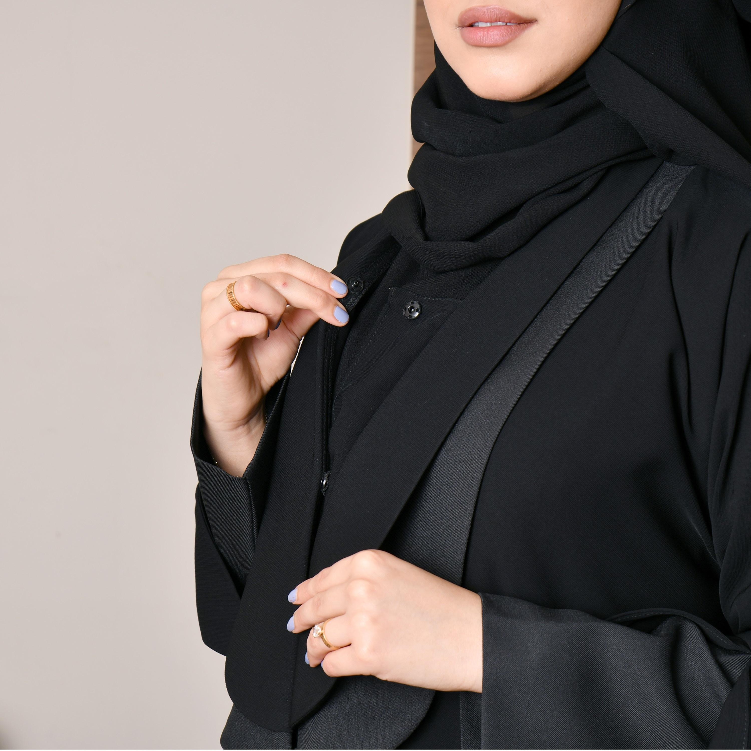 Hawraa Plain Dual Streamlined Abaya with Hijab-women-arabicclothing-abayas-image-3