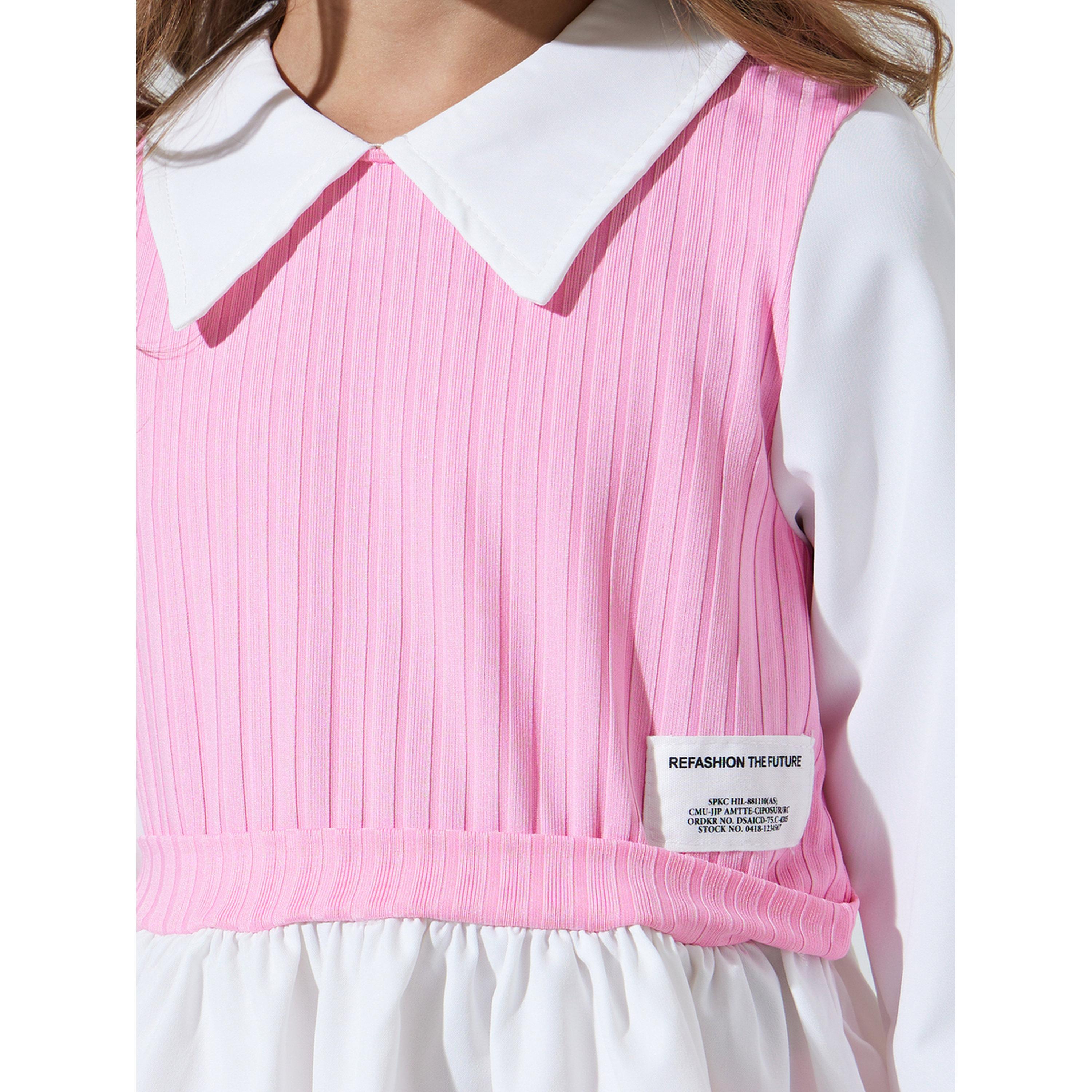 مجموعة من بنطال واسع وبلوزة مضلعة بنمط كتل الالوان للبنات-girls-clothing-setsandcoords-image-6