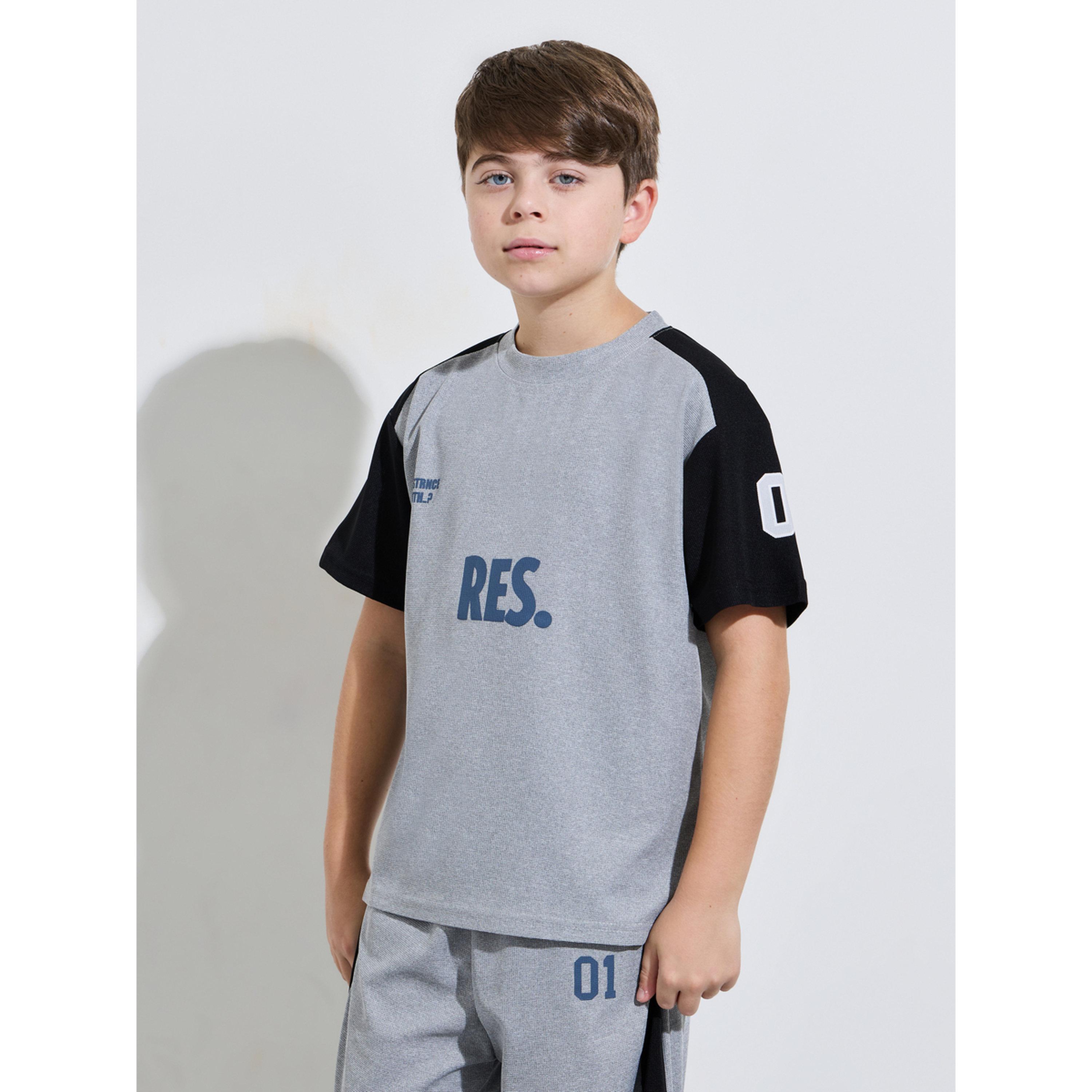 طقم من جوغر وتيشيرت بأكمام قصيرة وطبعة جرافيك رمادي للأولاد المراهقين-boys-clothing-setsandcoords-image-3
