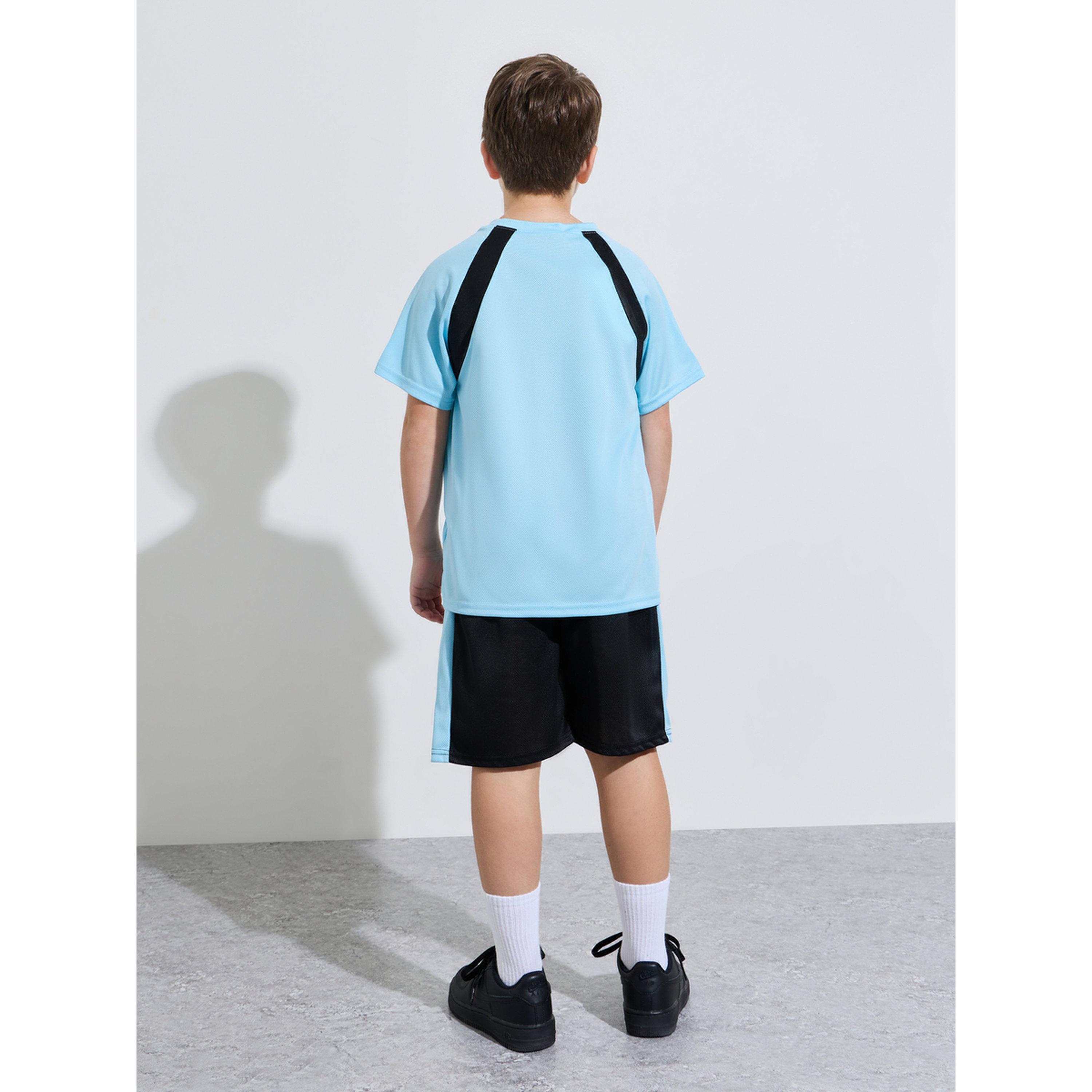 طقم من شورت وتيشيرت بأكمام ريجلان بنمط كتل الالوان أزرق للأولاد المراهقين-boys-clothing-setsandcoords-image-3