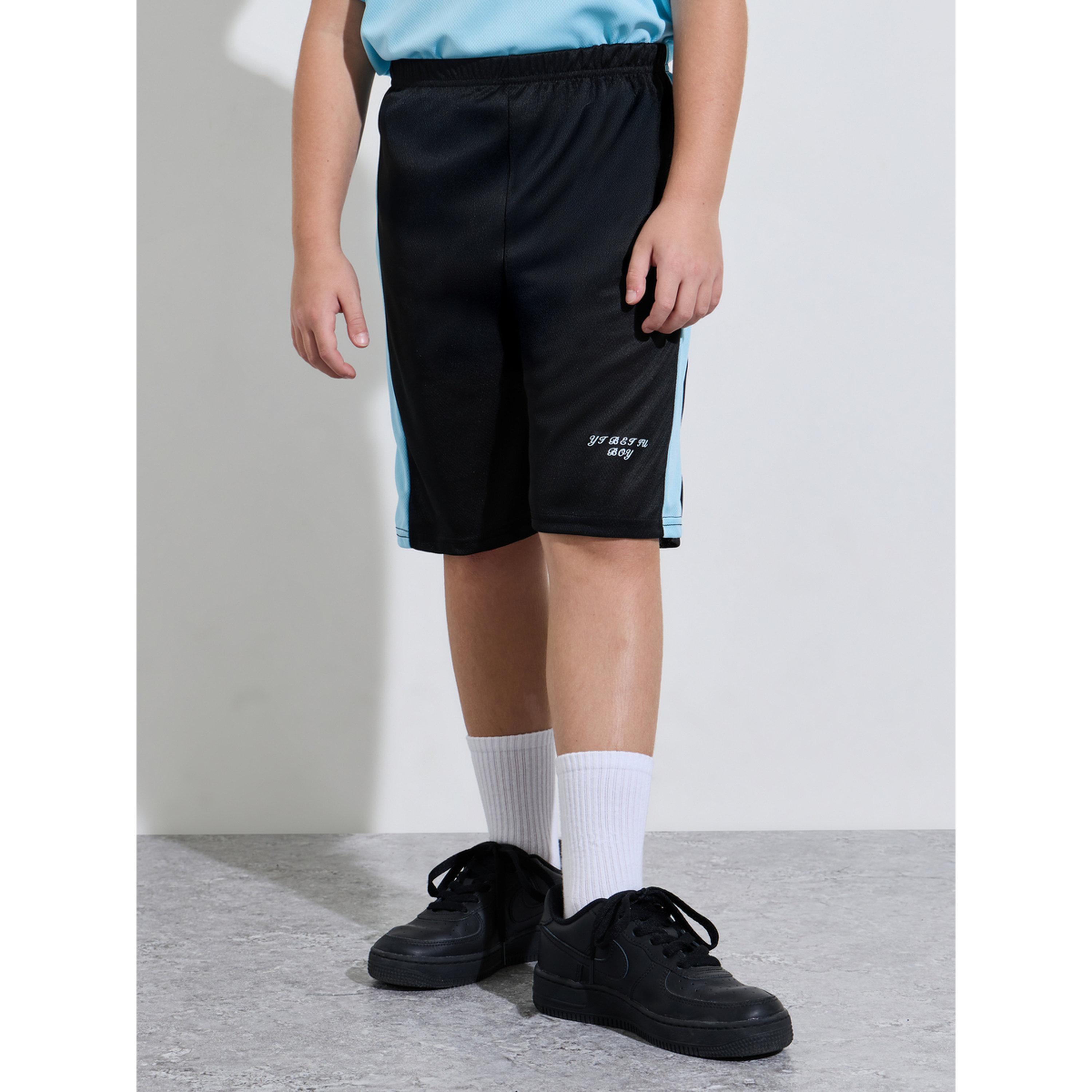 طقم من شورت وتيشيرت بأكمام ريجلان بنمط كتل الالوان أزرق للأولاد المراهقين-boys-clothing-setsandcoords-image-5
