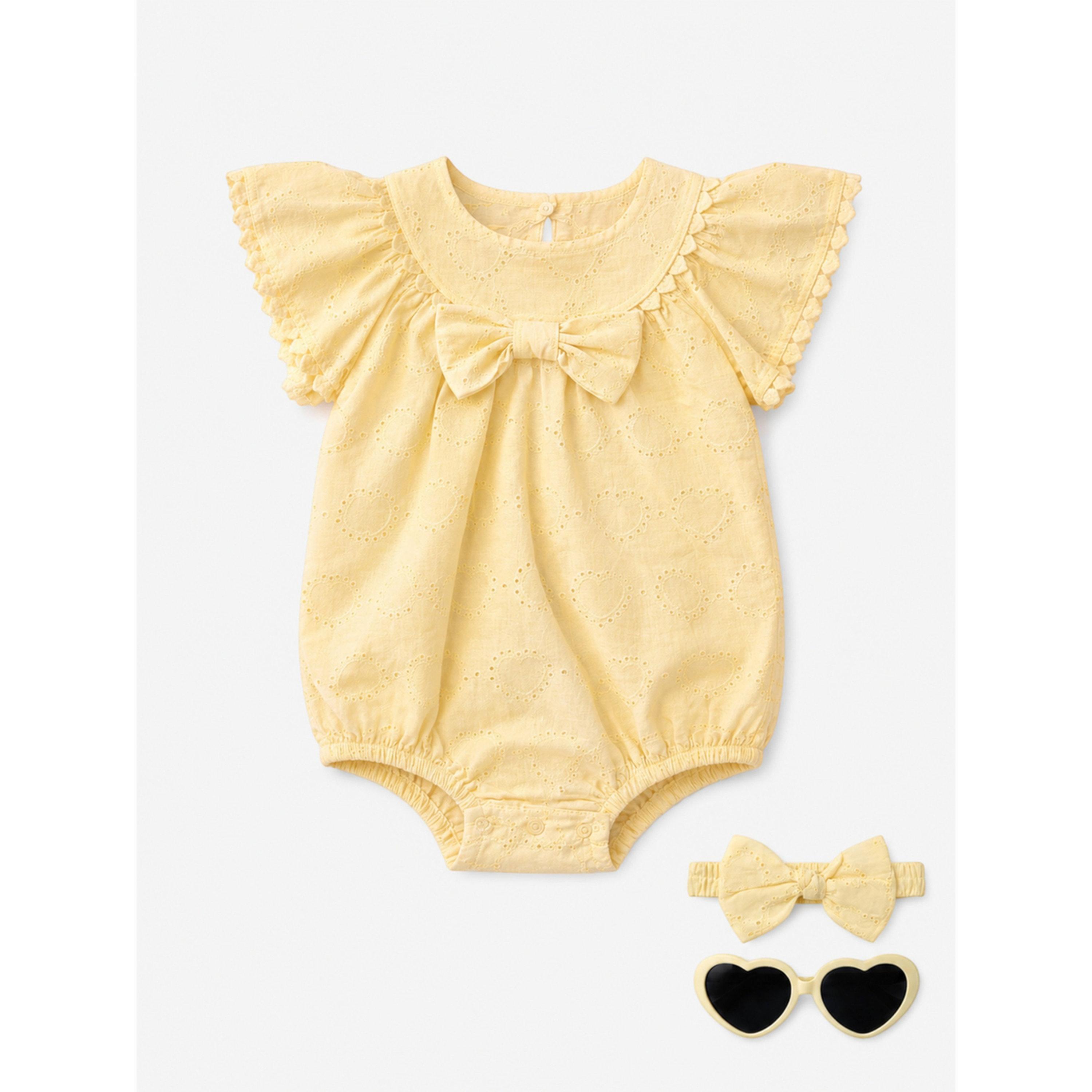 مجموعة من رومبير بتطريز مفرغ وشريط رأس وجوارب للرضع 3 قطع-girls-clothing-setsandcoords-image-1