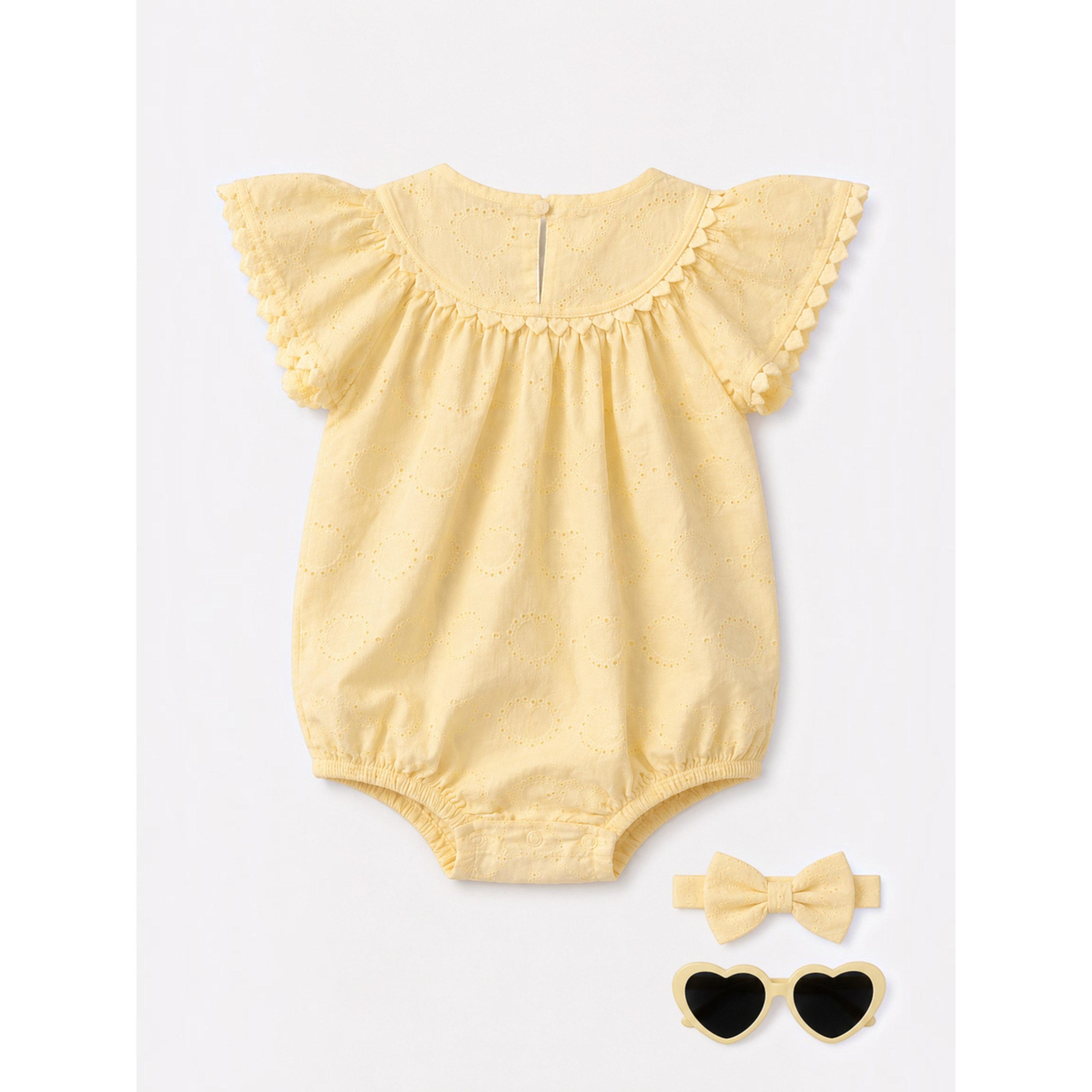 مجموعة من رومبير بتطريز مفرغ وشريط رأس وجوارب للرضع 3 قطع-girls-clothing-setsandcoords-image-3