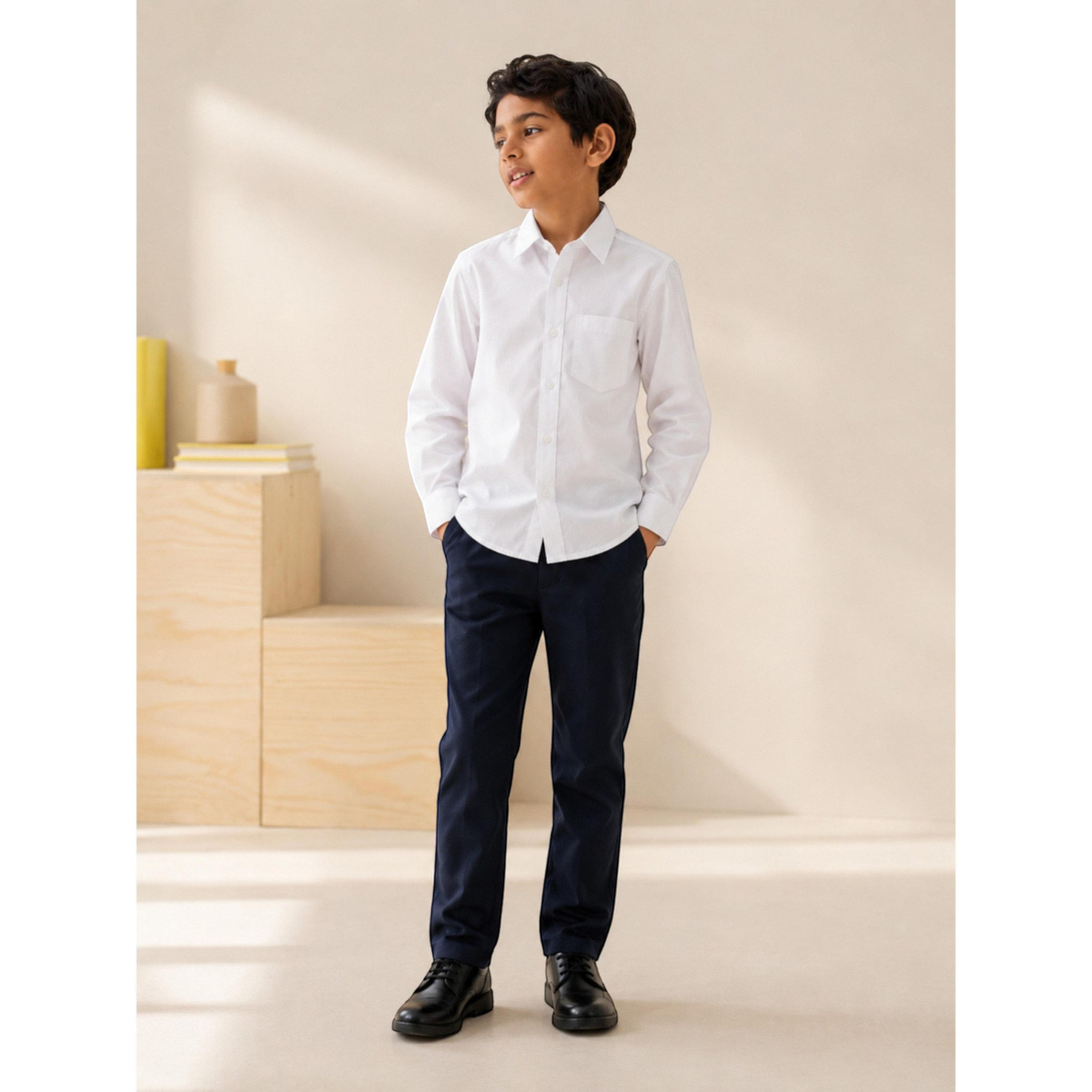 قميص مدرسي بأكمام طويلة للأولاد باللون الأبيض-boys-clothing-schoolwear-shirts-image-1