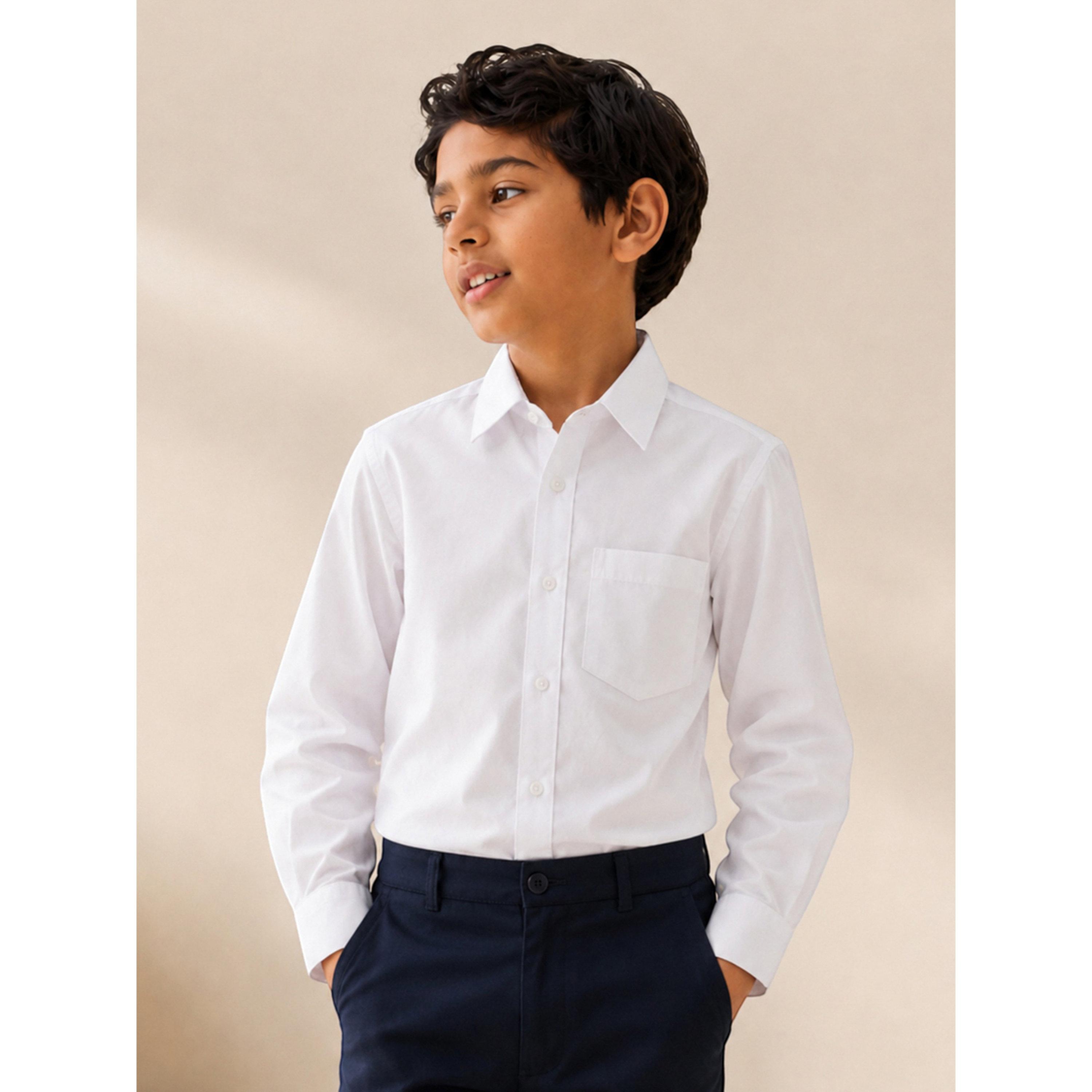 قميص مدرسي بأكمام طويلة للأولاد باللون الأبيض-boys-clothing-schoolwear-shirts-image-2