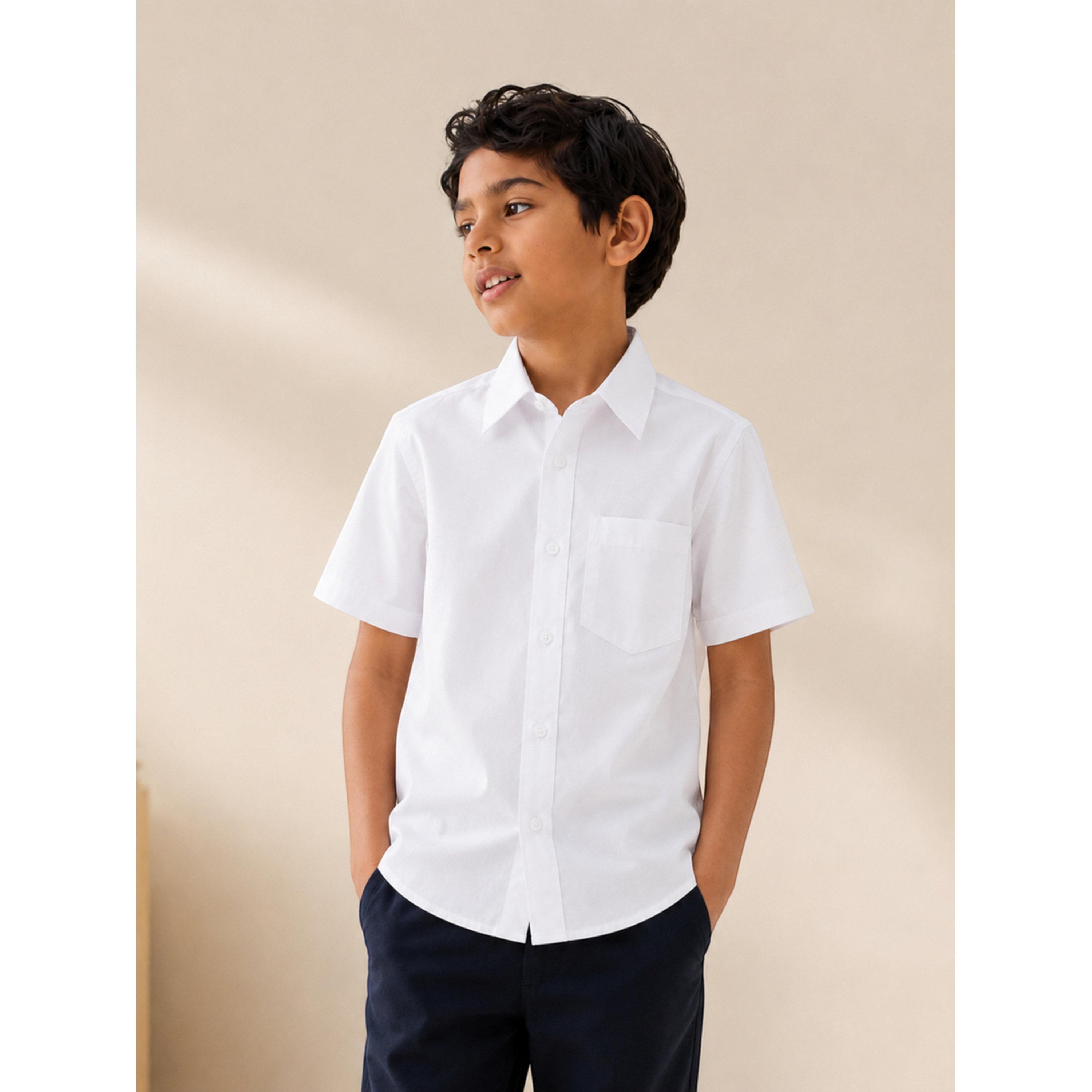 قميص مدرسي بأكمام قصيرة للأولاد باللون الأبيض-boys-clothing-schoolwear-shirts-image-1