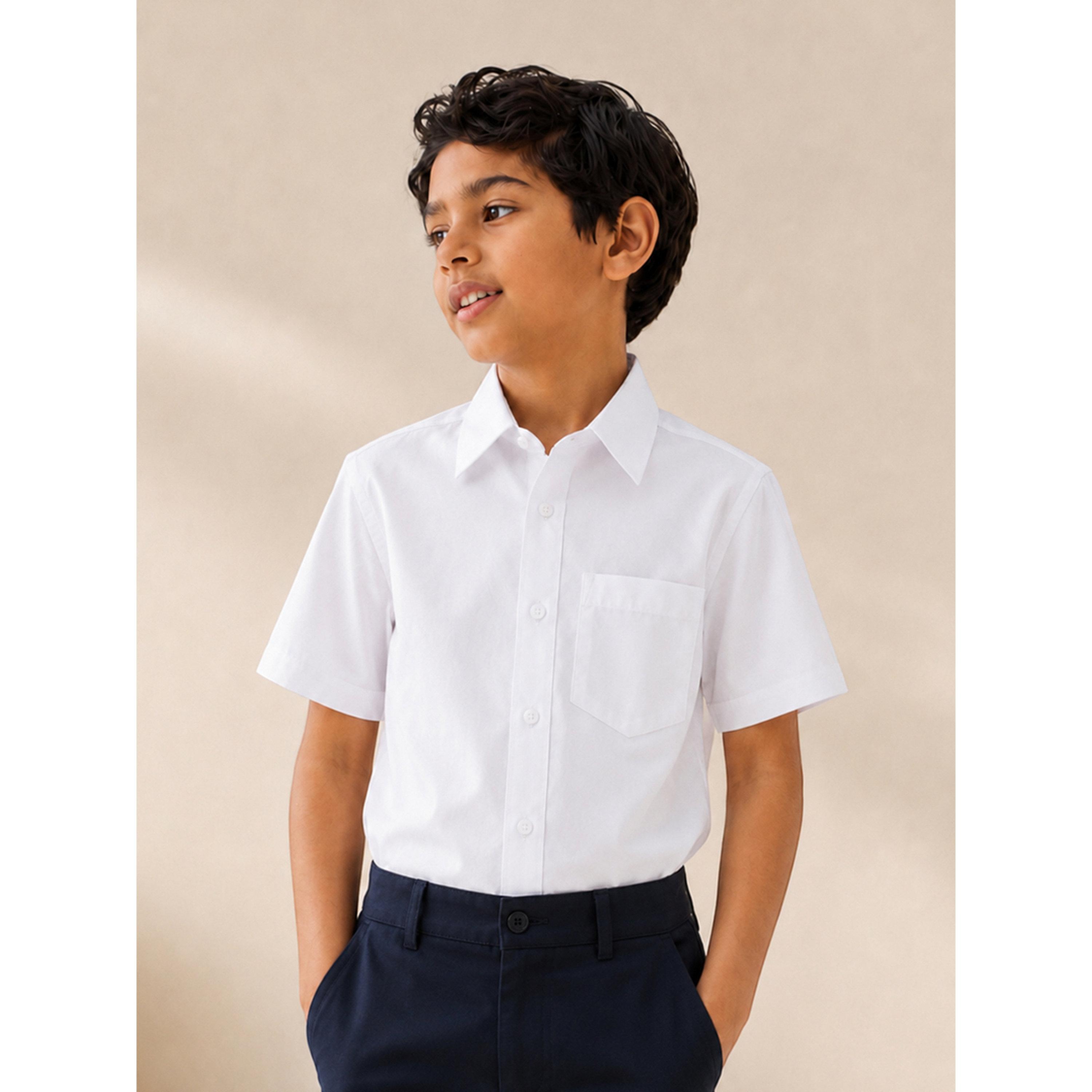 قميص مدرسي بأكمام قصيرة للأولاد باللون الأبيض-boys-clothing-schoolwear-shirts-image-6