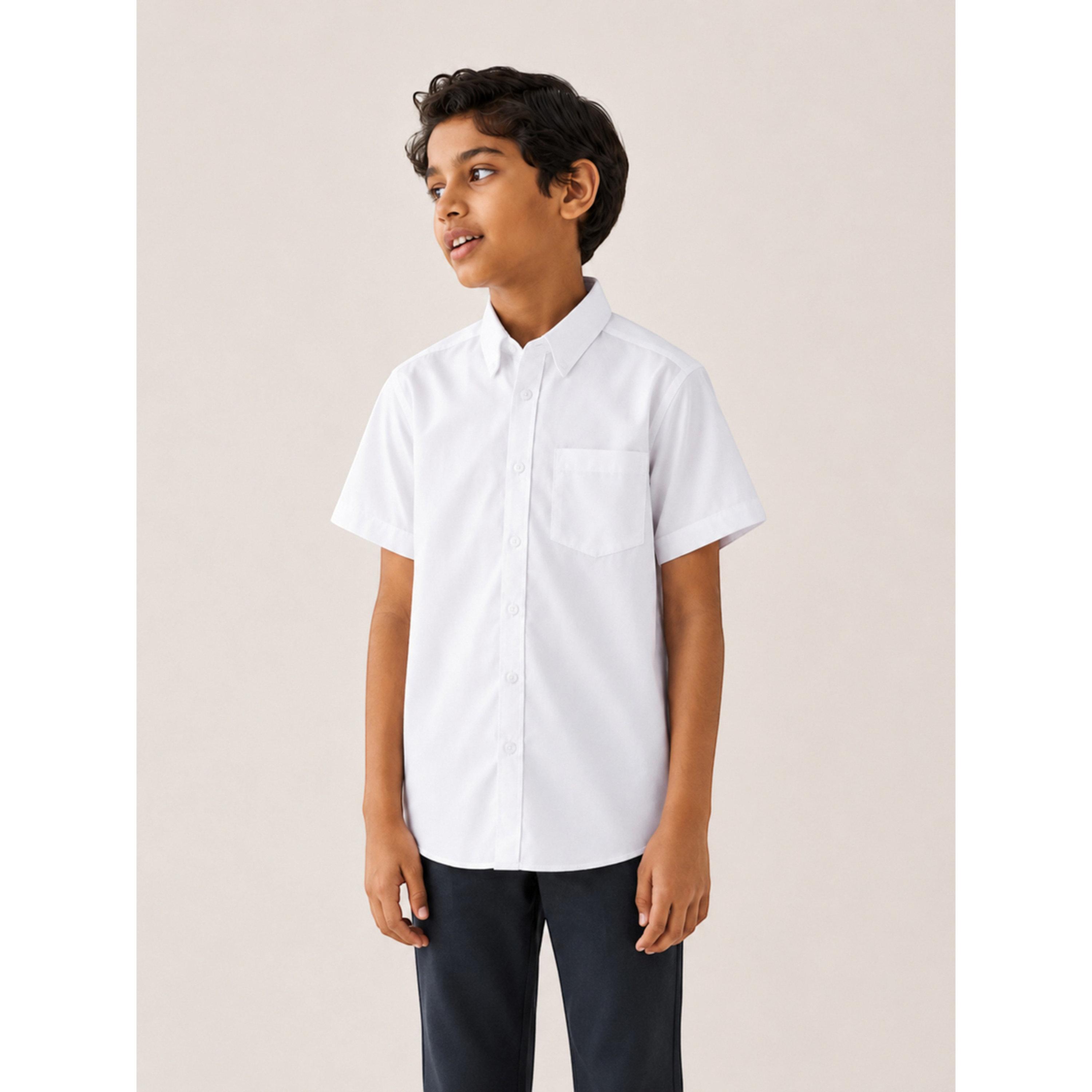 قميص بياقة وأكمام قصيرة للأولاد باللون الأبيض-boys-clothing-schoolwear-shirts-image-1