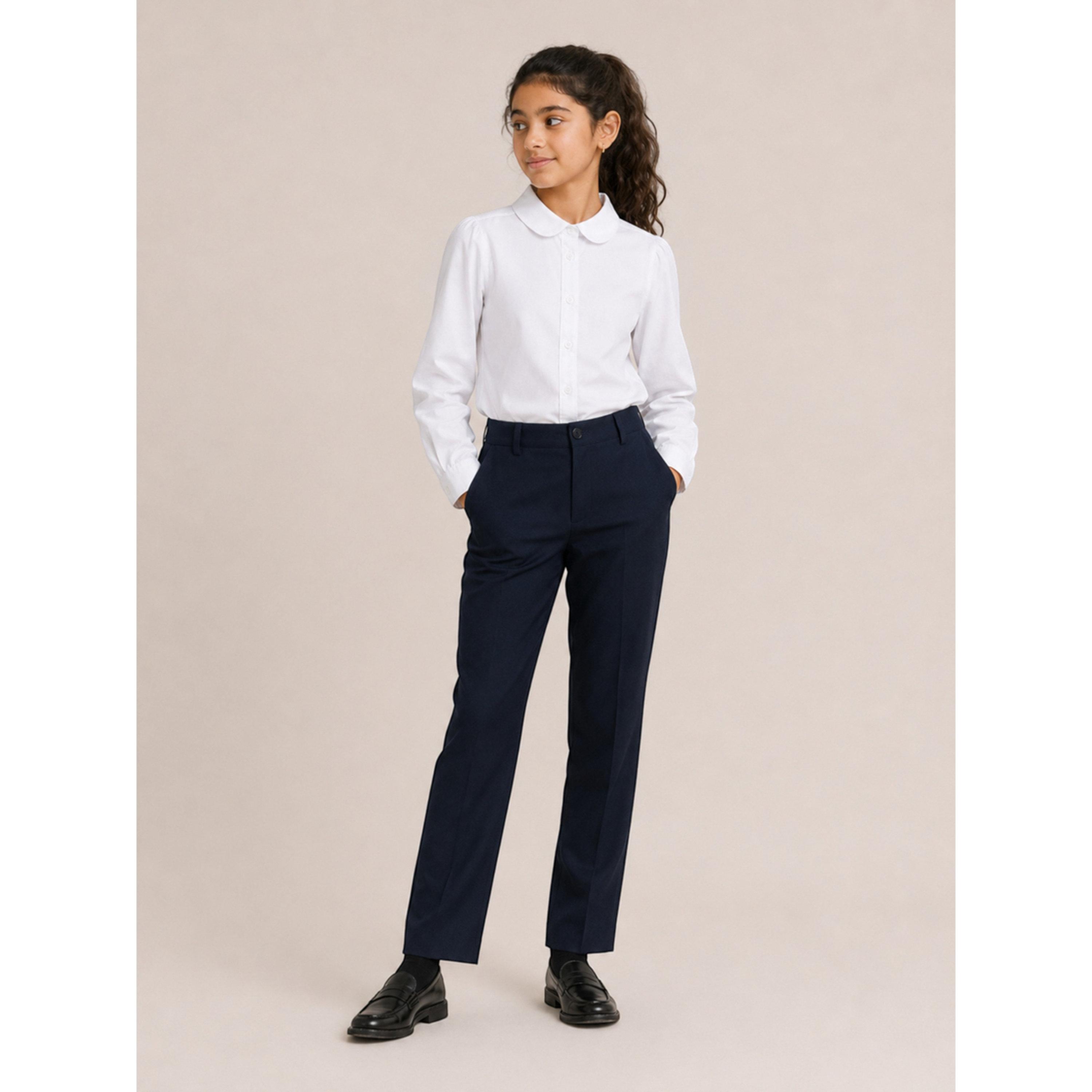 بلوزة مدرسية بأكمام طويلة للبنات باللون الأبيض-girls-clothing-blousesandshirts-image-2