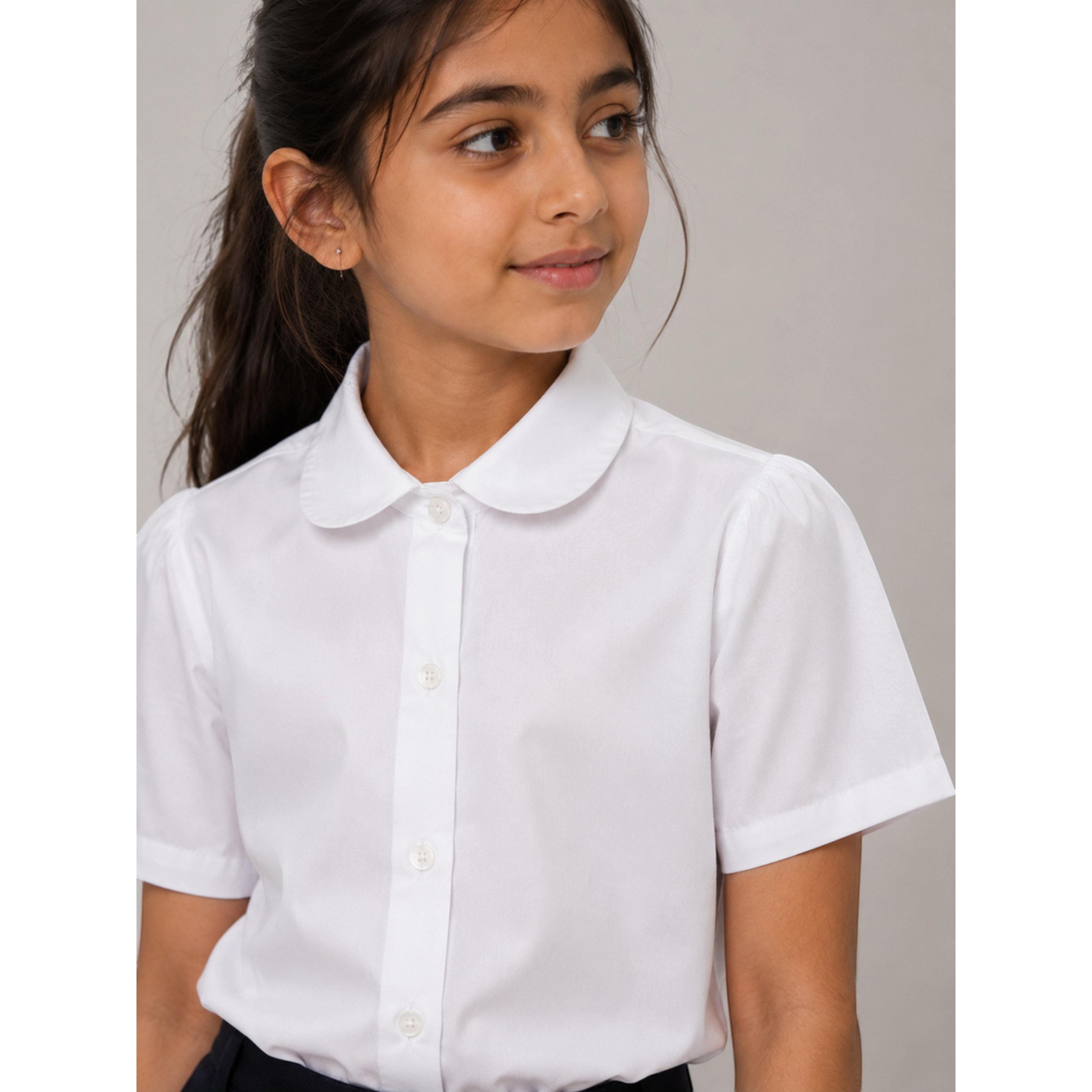 قميص مدرسي بأكمام قصيرة للبنات باللون الأبيض-girls-clothing-blousesandshirts-image-5