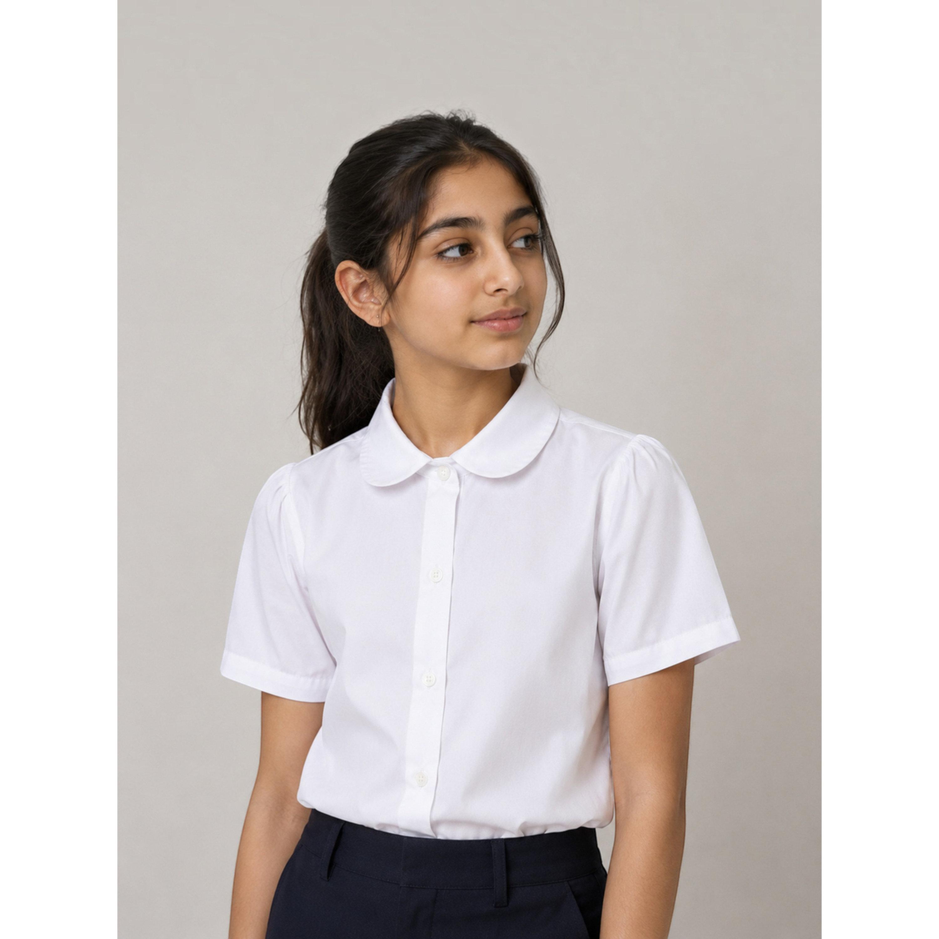 قميص مدرسي بأكمام قصيرة للبنات باللون الأبيض-girls-clothing-blousesandshirts-image-1