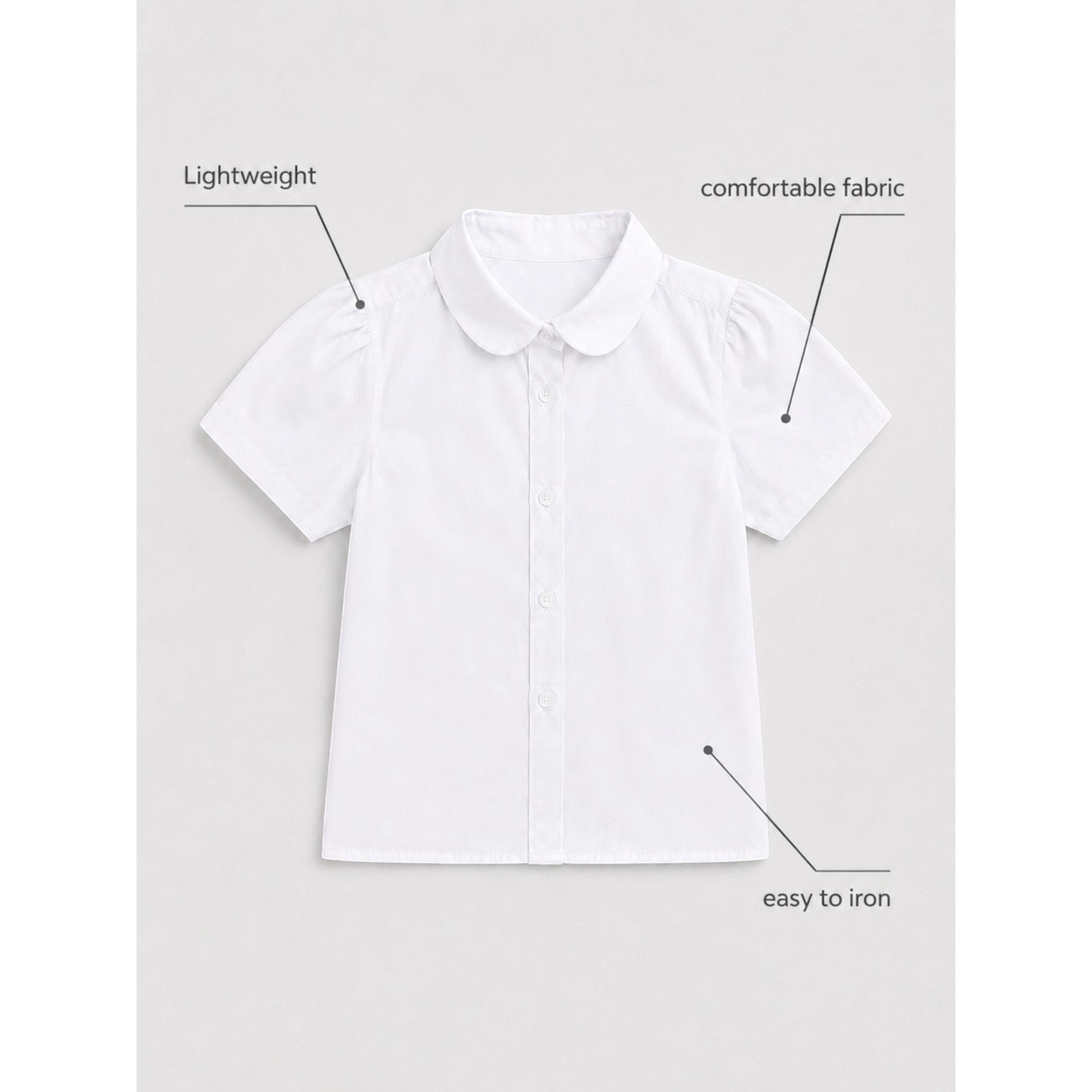 قميص مدرسي بأكمام قصيرة للبنات باللون الأبيض-girls-clothing-blousesandshirts-image-3