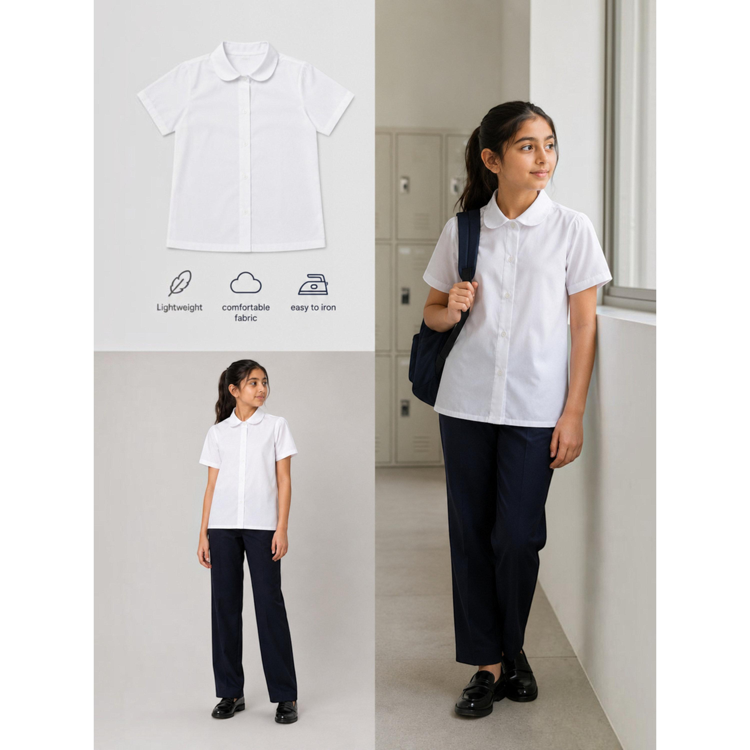 قميص مدرسي بأكمام قصيرة للبنات باللون الأبيض-girls-clothing-blousesandshirts-image-7