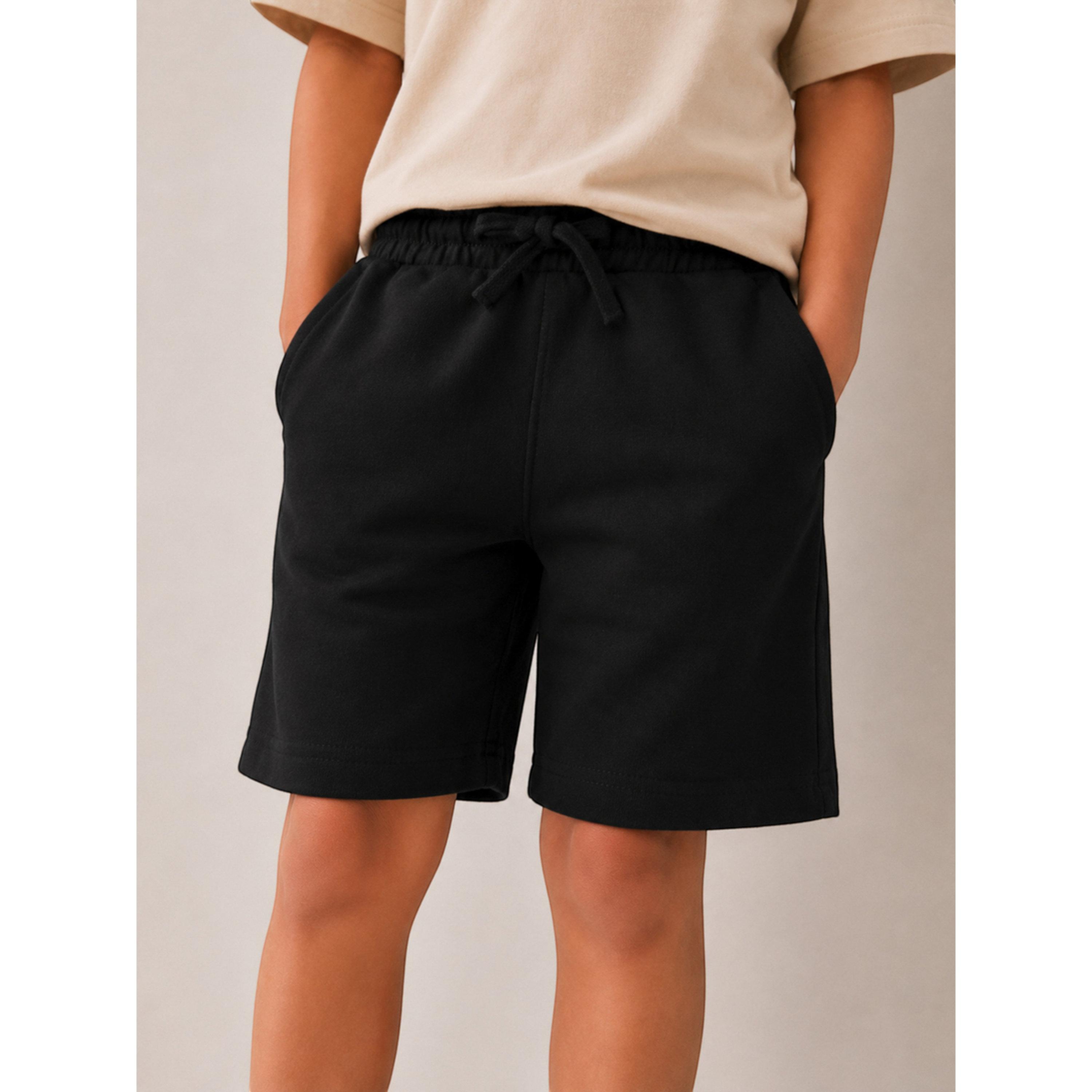 شورت قطن محبوك برباط للأطفال باللون الأسود-boys-clothing-bottoms-shorts-image-1