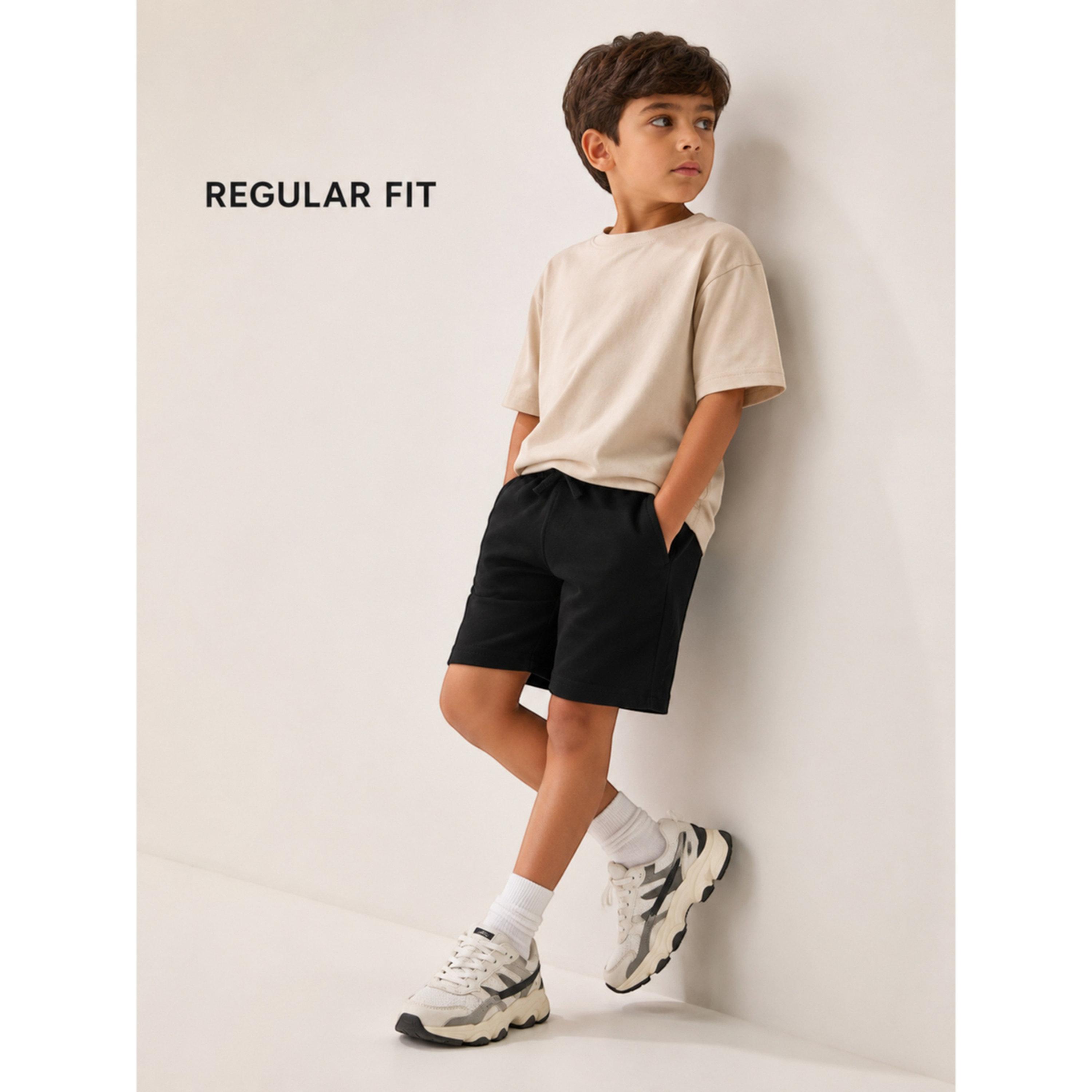 شورت قطن محبوك برباط للأطفال باللون الأسود-boys-clothing-bottoms-shorts-image-2