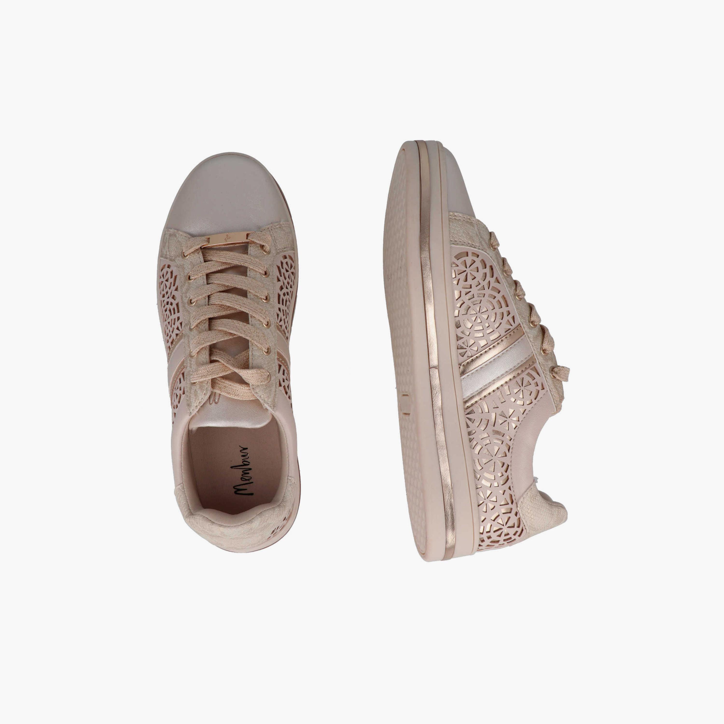 Menbur Women's Metallic Low Ankle Sneakers with Cut Out Accent | 21310-women-shoes-sneakers-image-4