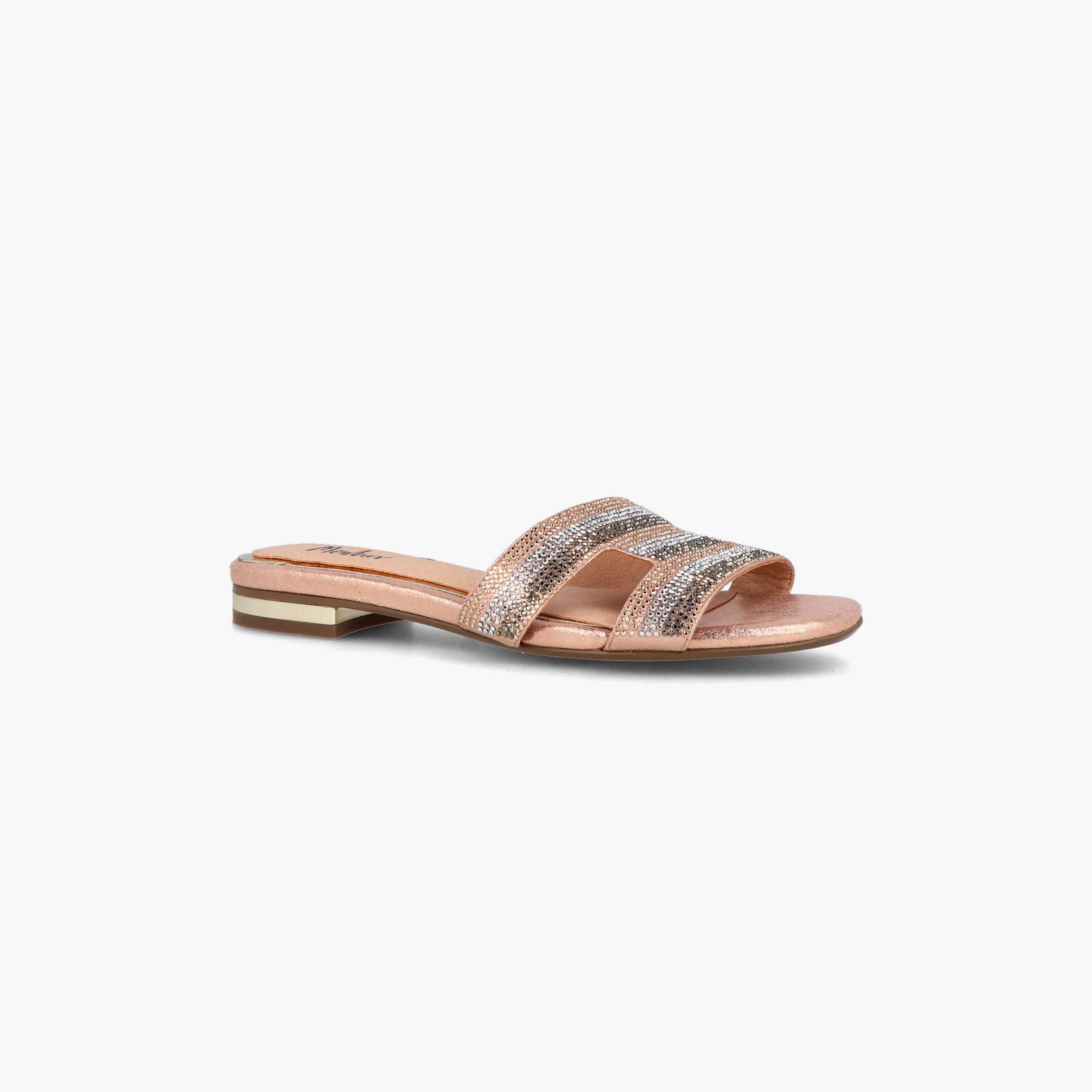 Menbur Women's Metallic Slide Sandals with Rhinestone Accent | 21326-women-shoes-sandals-flats-image-1