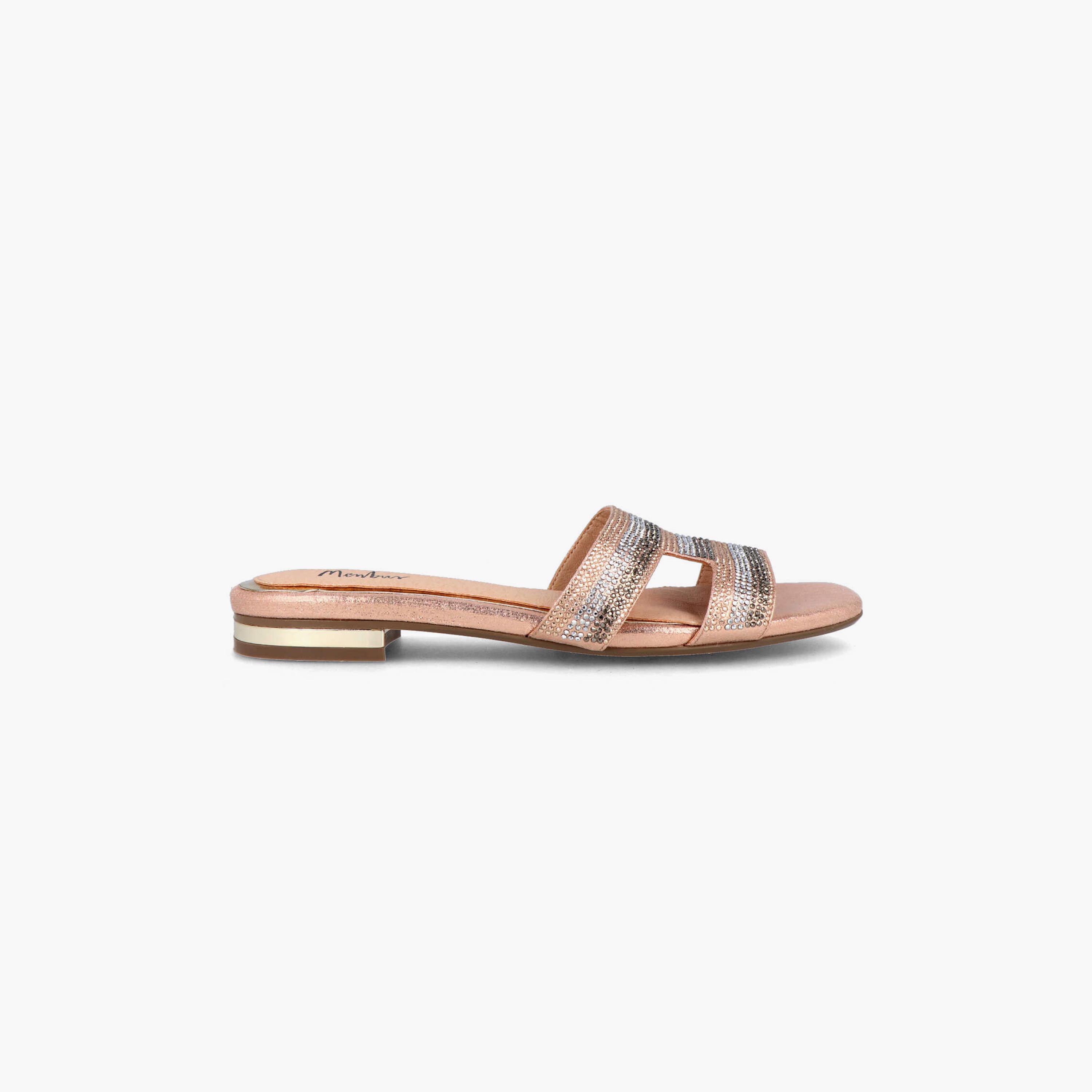 Menbur Women's Metallic Slide Sandals with Rhinestone Accent | 21326-women-shoes-sandals-flats-image-2