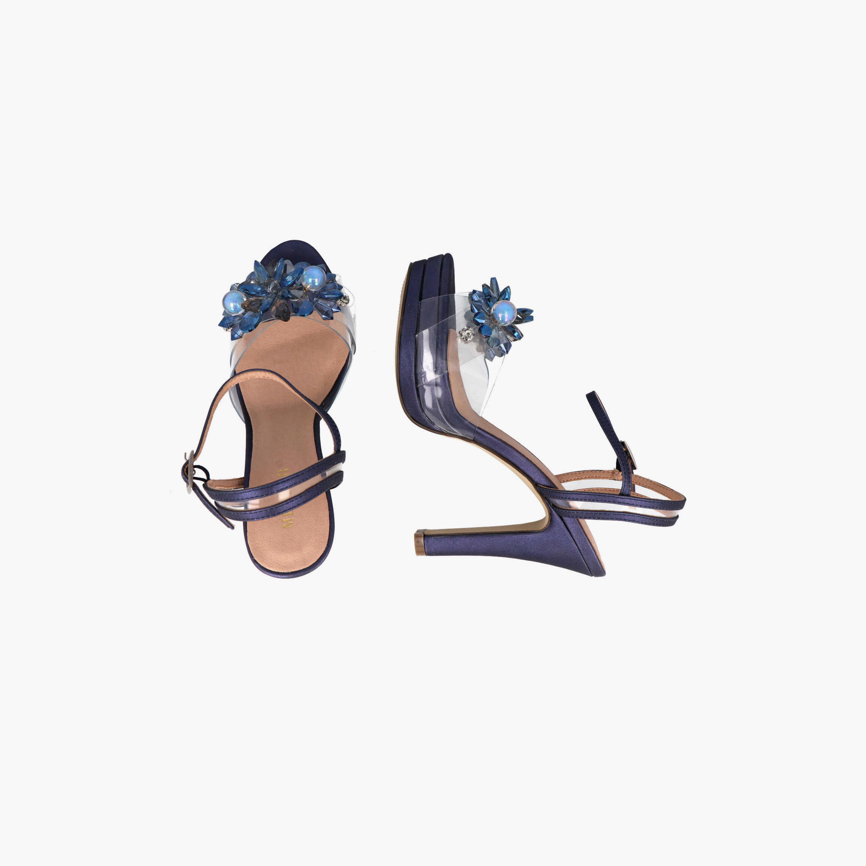 Menbur Women's Metallic Stiletto Heels with Embellishment | 21351-women-shoes-heels-image-4