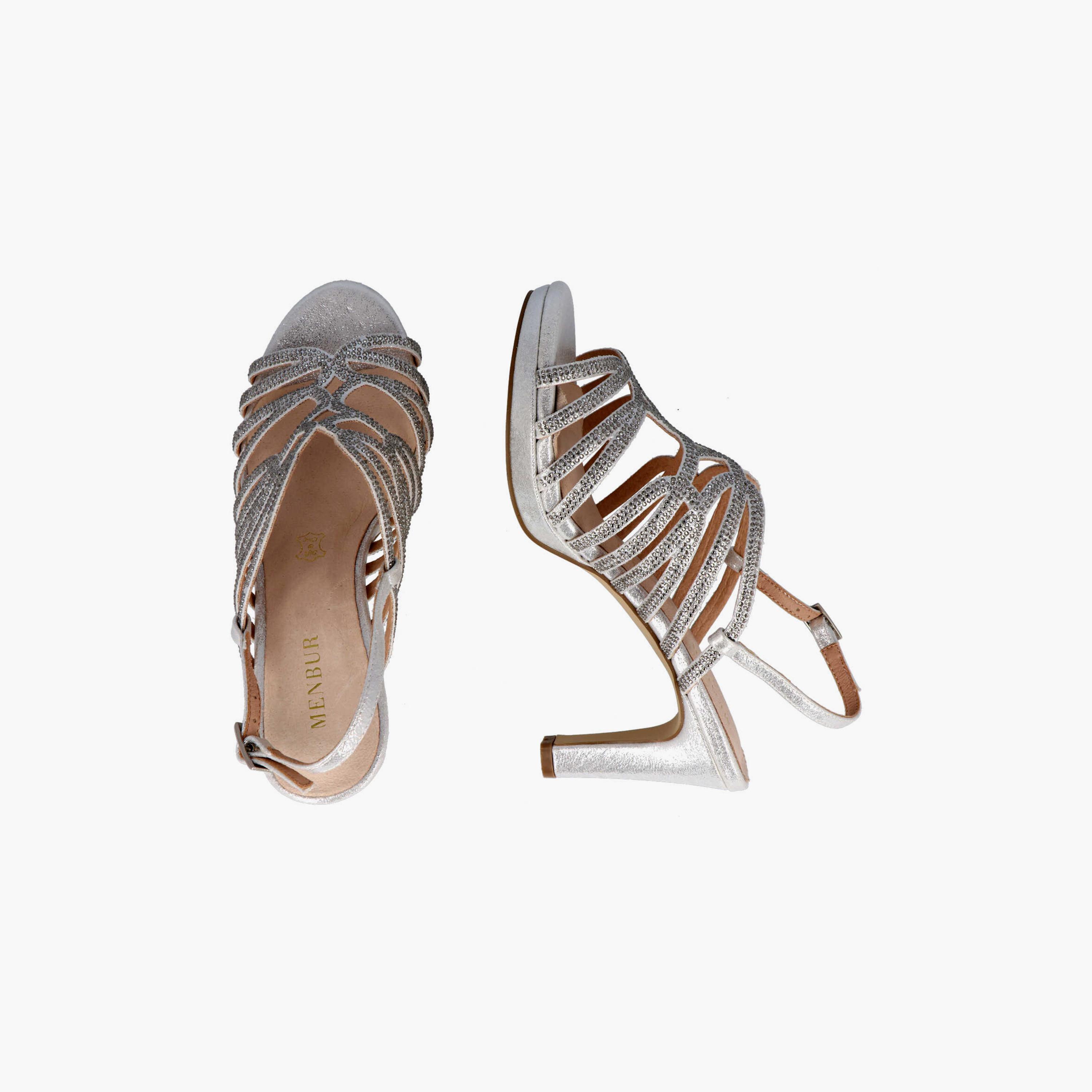 Menbur Women's Metallic Strap Sandals with Rhinestone Accent | 21353-women-shoes-sandals-flats-image-4