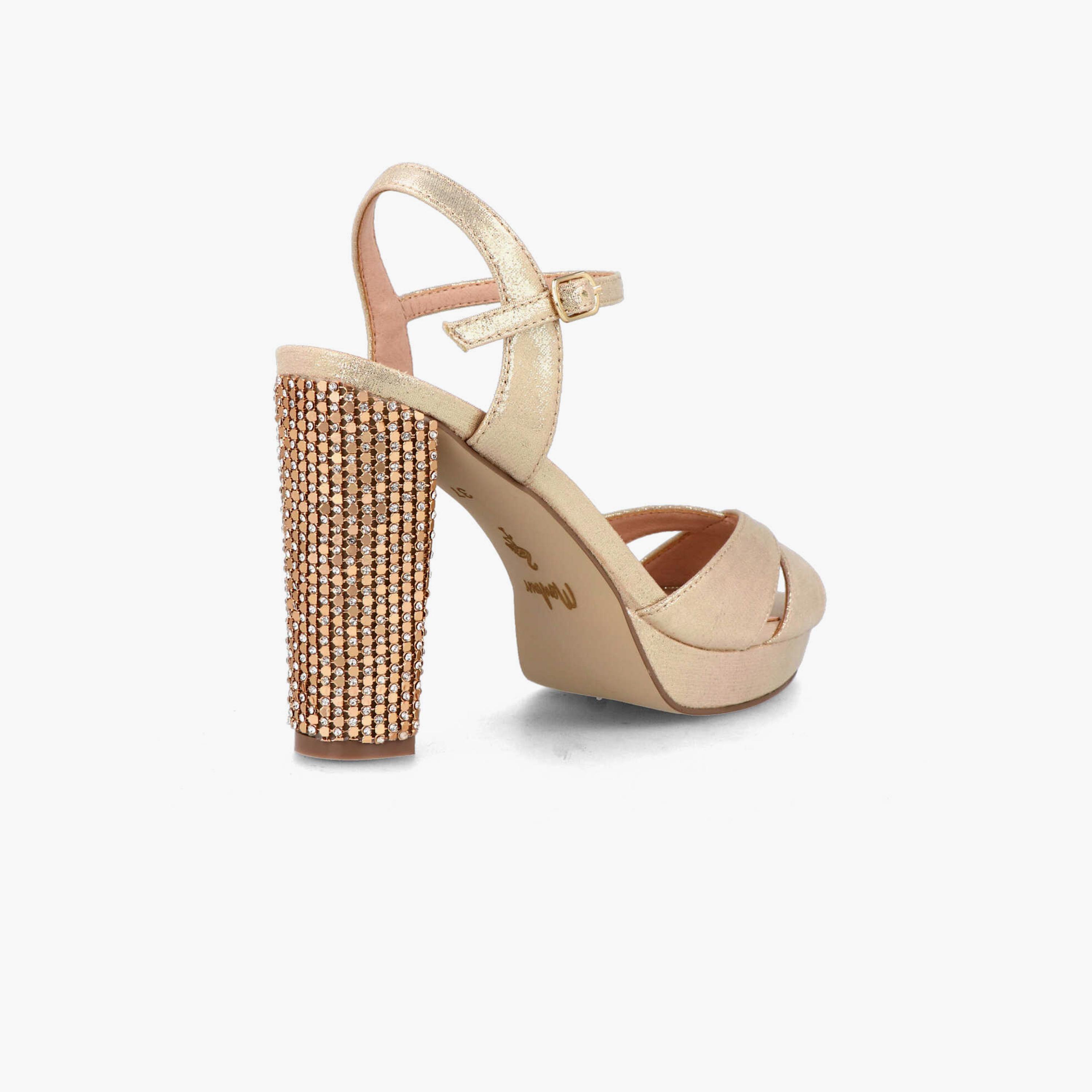 Menbur Women's Metallic Block Heels with Rhinestone Accent | 21366-women-shoes-heels-image-3