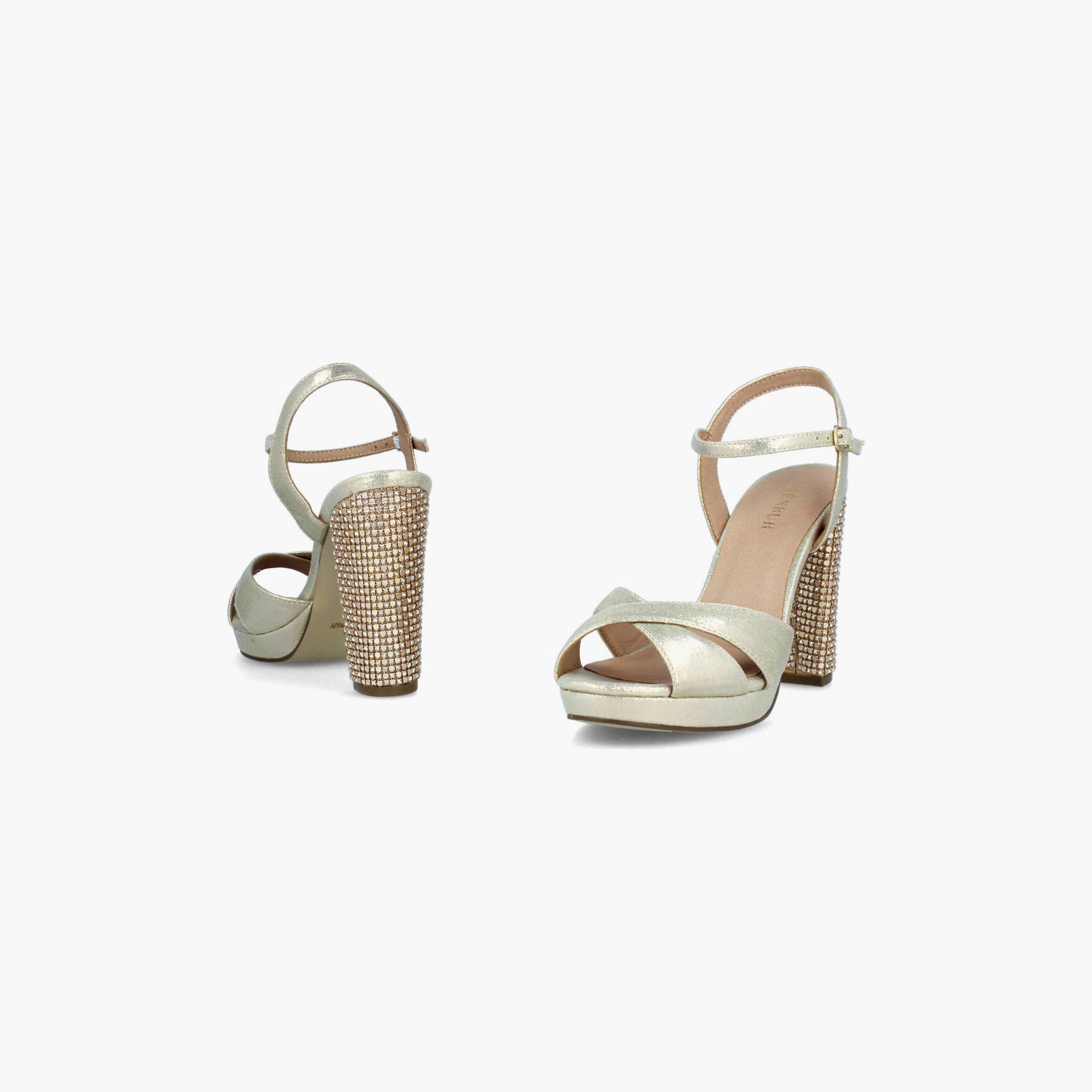 Menbur Women's Metallic Block Heels with Rhinestone Accent | 21366-women-shoes-heels-image-4