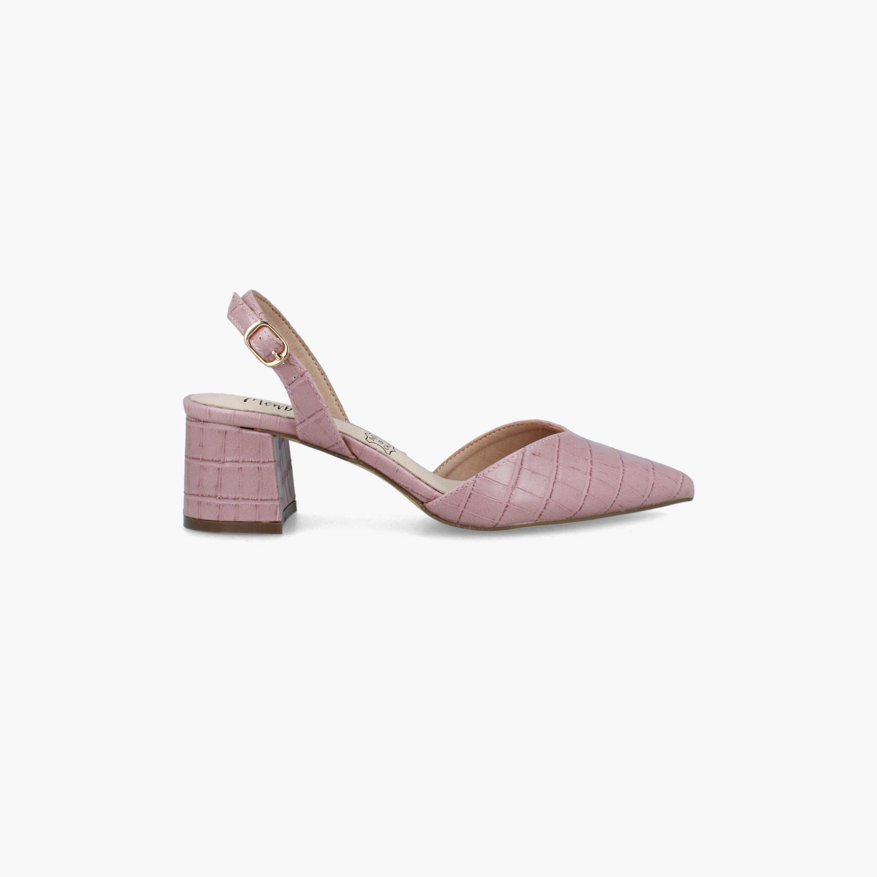 Menbur Women's Reptile Print Block Heels With Pointed Toe | 21396-women-shoes-heels-image-1