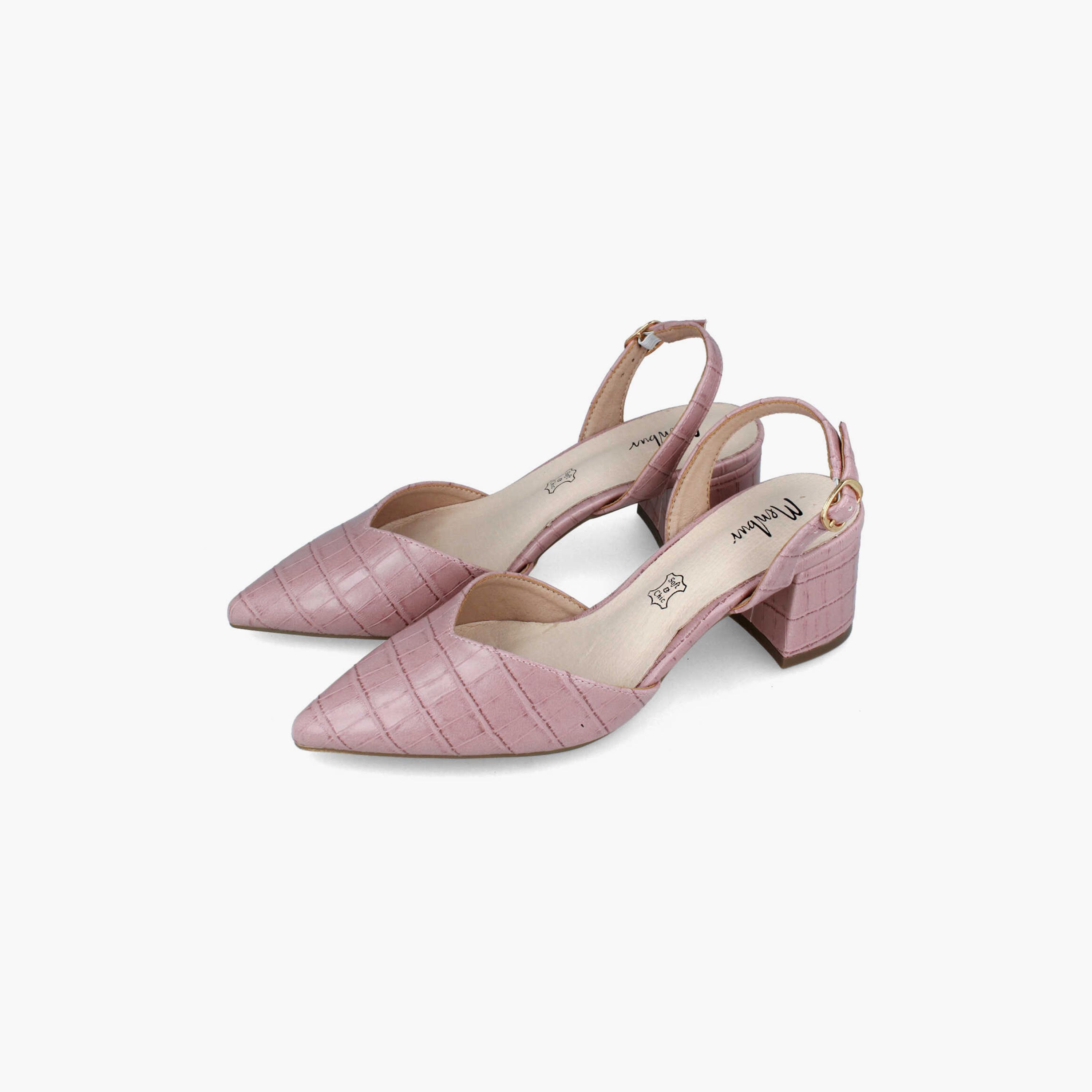 Menbur Women's Reptile Print Block Heels With Pointed Toe | 21396-women-shoes-heels-image-3