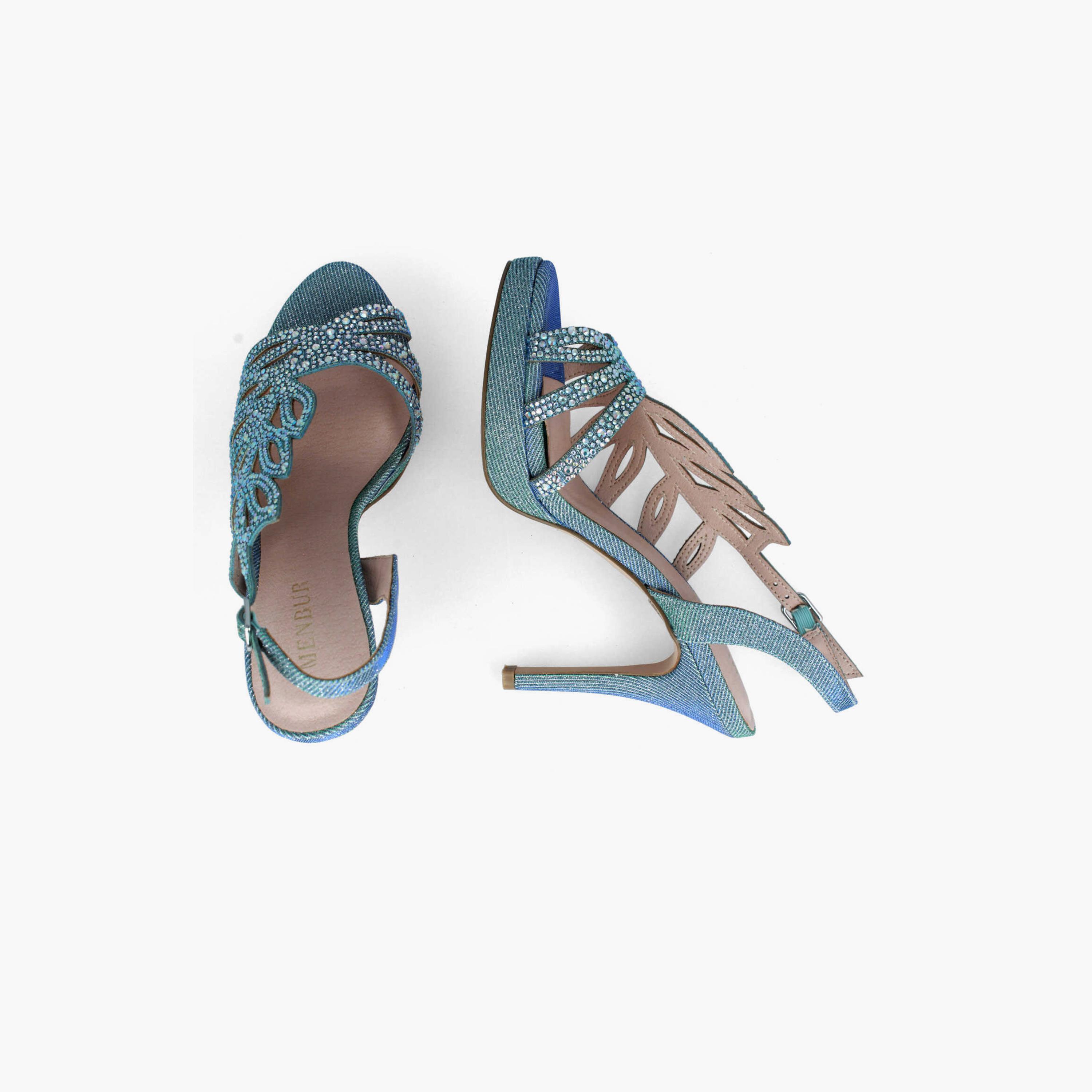 Menbur Women's Metallic Stiletto Heels with Rhinestone Accent | 21397-women-shoes-heels-image-2