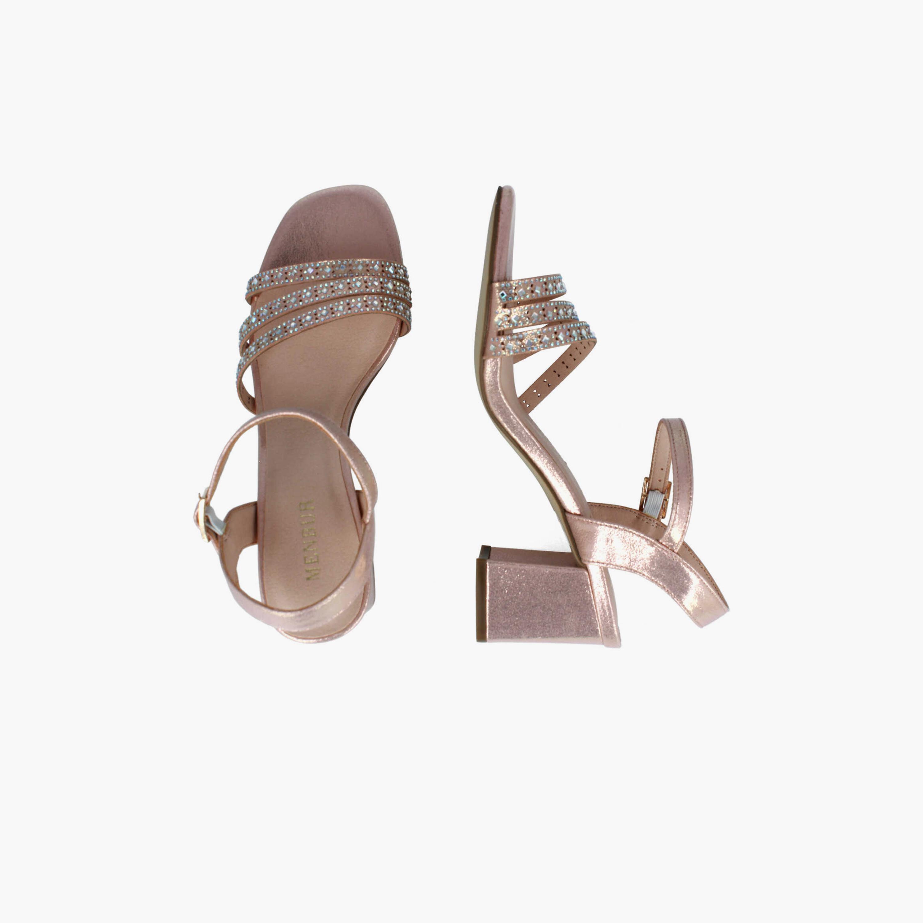 Menbur Women's Metallic Block Heels with Rhinestone Accent | 21414-women-shoes-heels-image-2