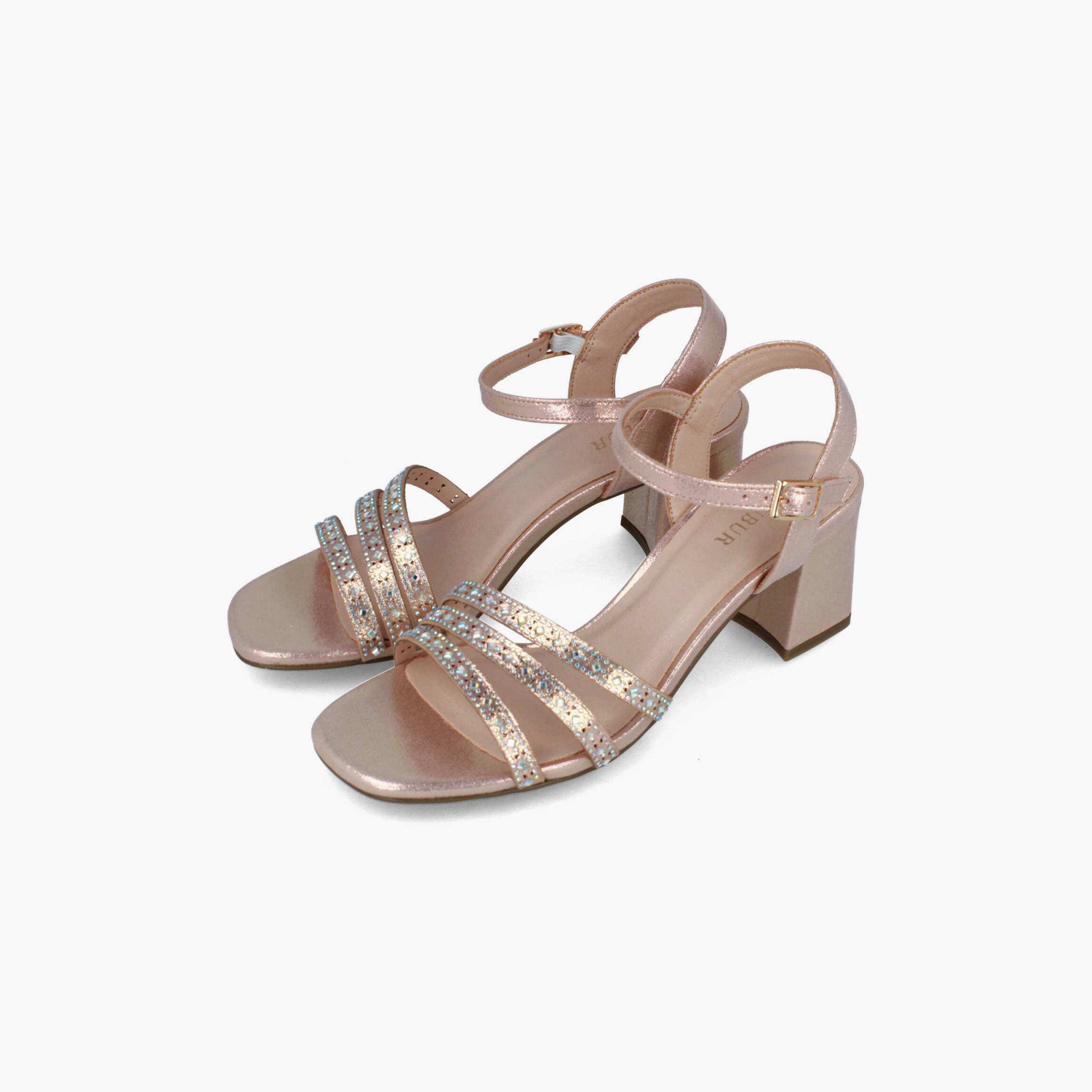 Menbur Women's Metallic Block Heels with Rhinestone Accent | 21414-women-shoes-heels-image-3