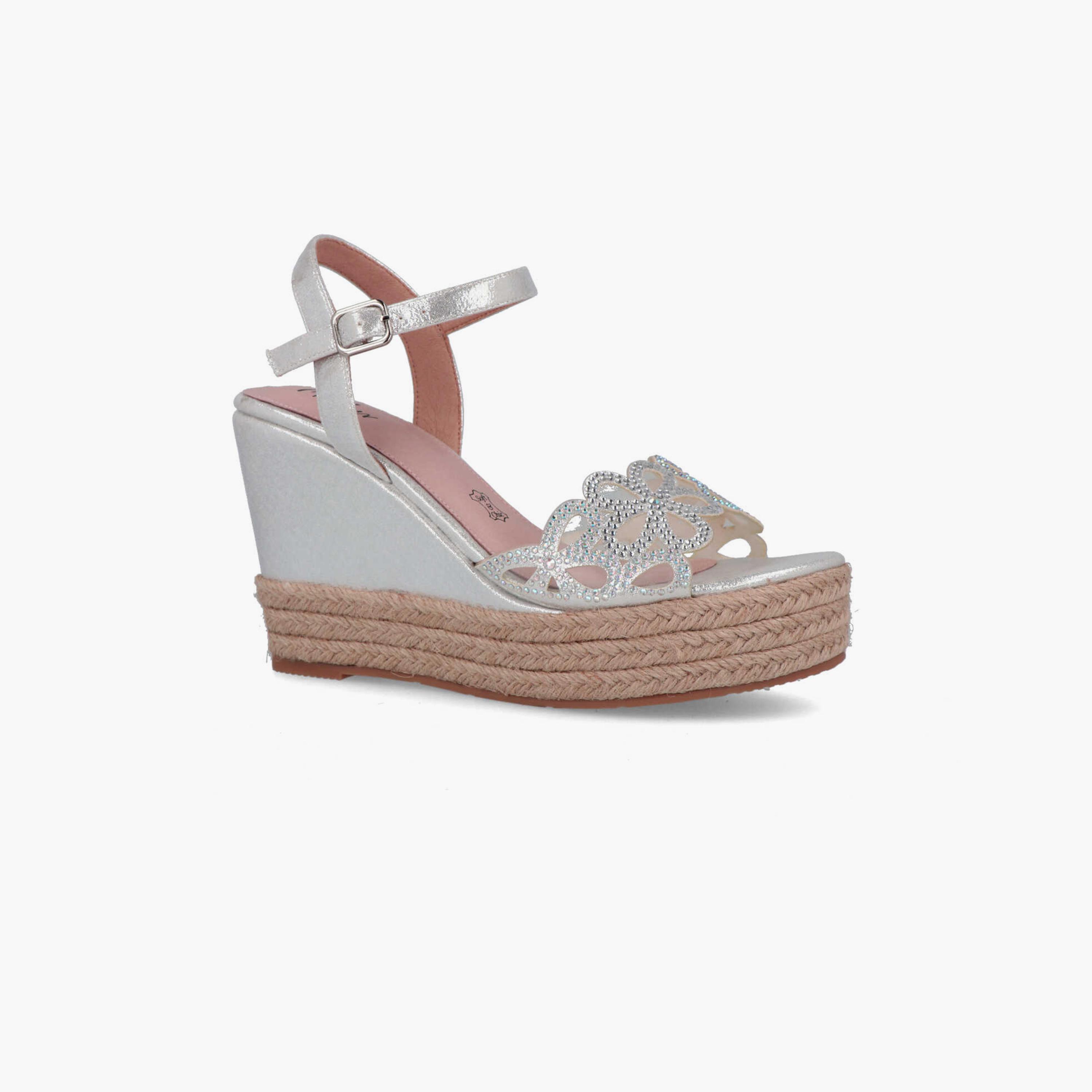 Menbur Women's Metallic Wedges with Rhinestone Accent | 21426-women-shoes-heels-image-1