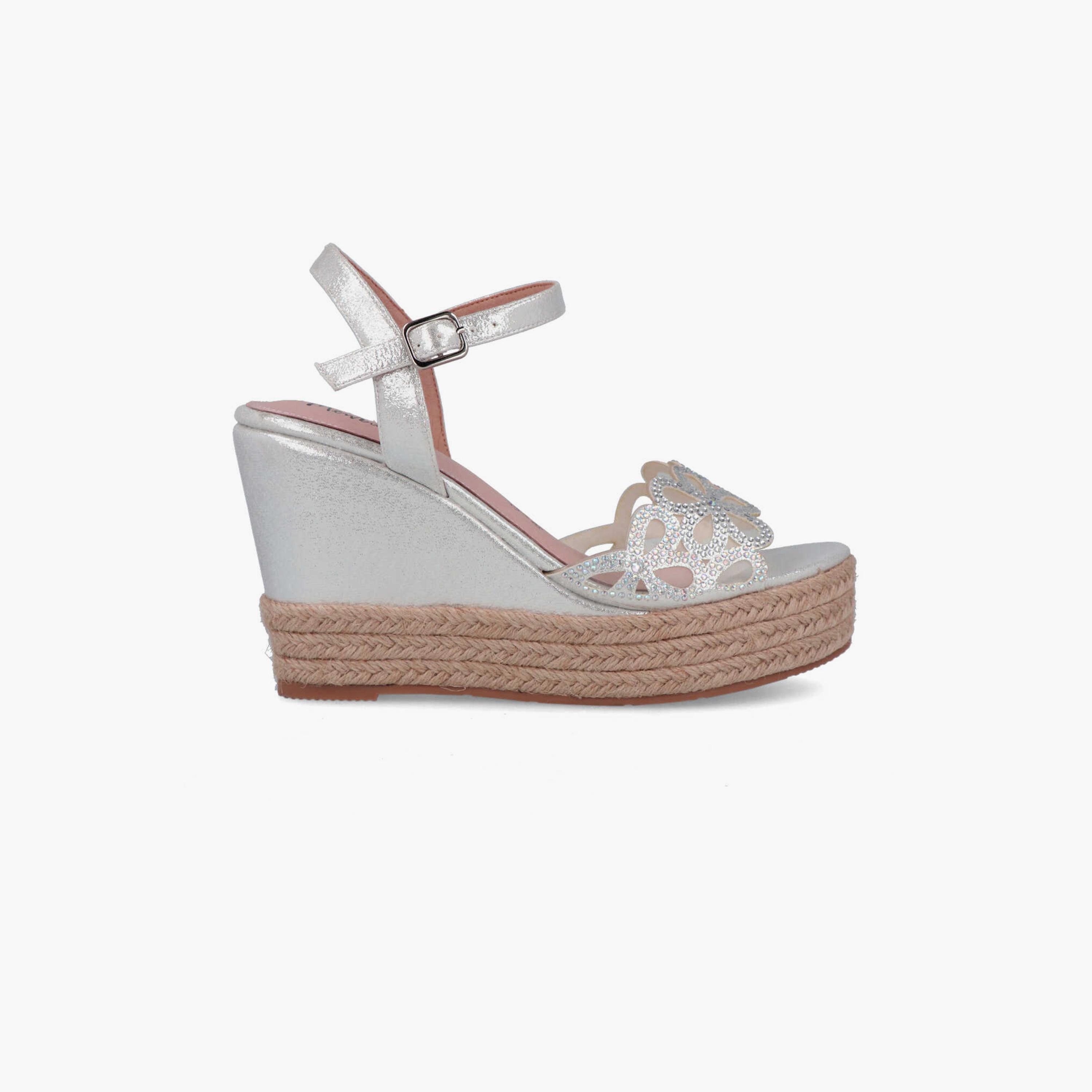Menbur Women's Metallic Wedges with Rhinestone Accent | 21426-women-shoes-heels-image-2