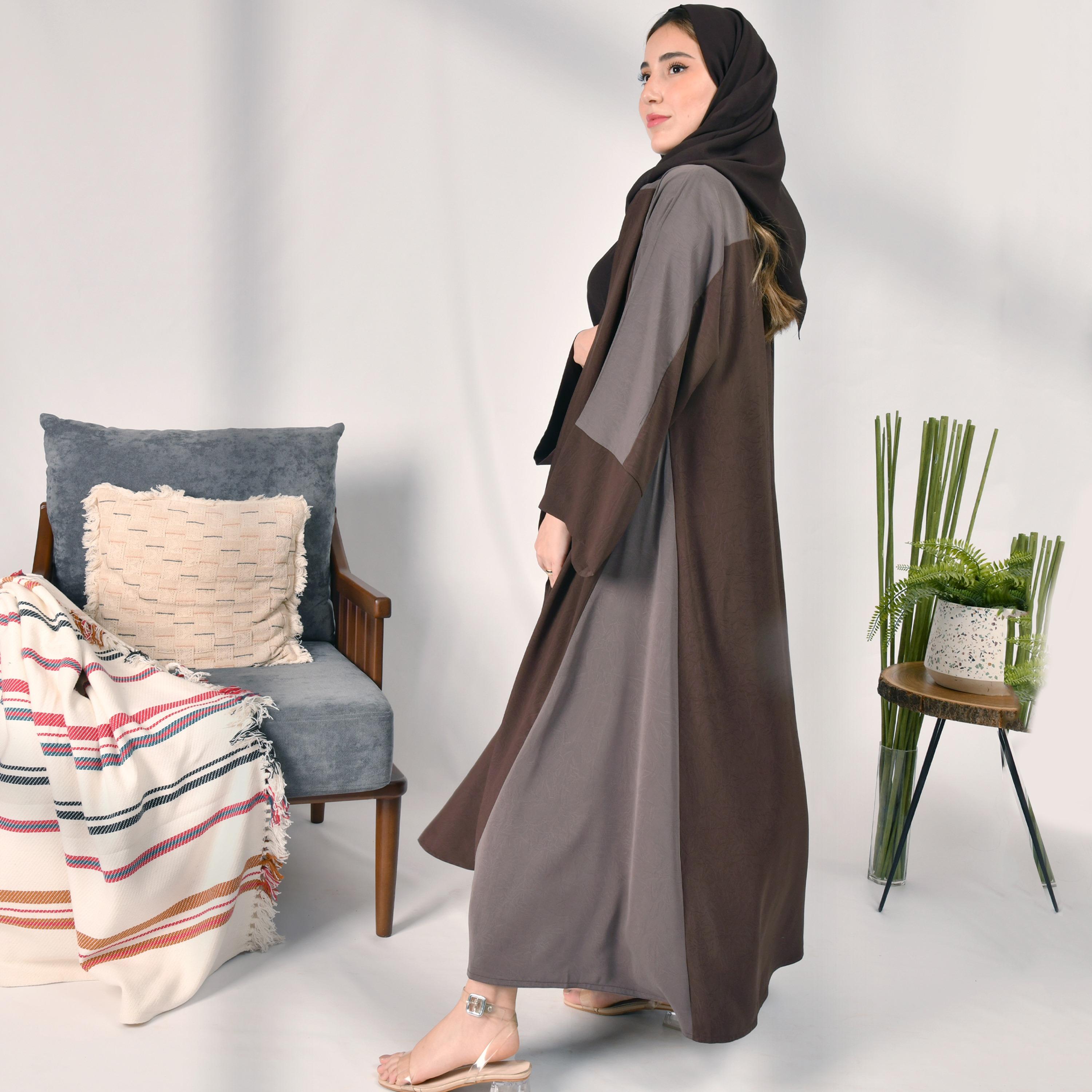 Hawraa Colour Block Abaya with Hijab-women-arabicclothing-abayas-image-3